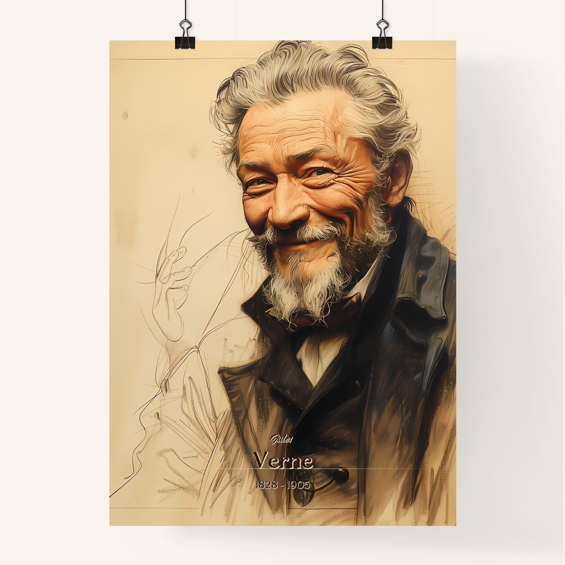 Jules, Verne, 1828 - 1905, A Poster of a man with a beard smiling Default Title