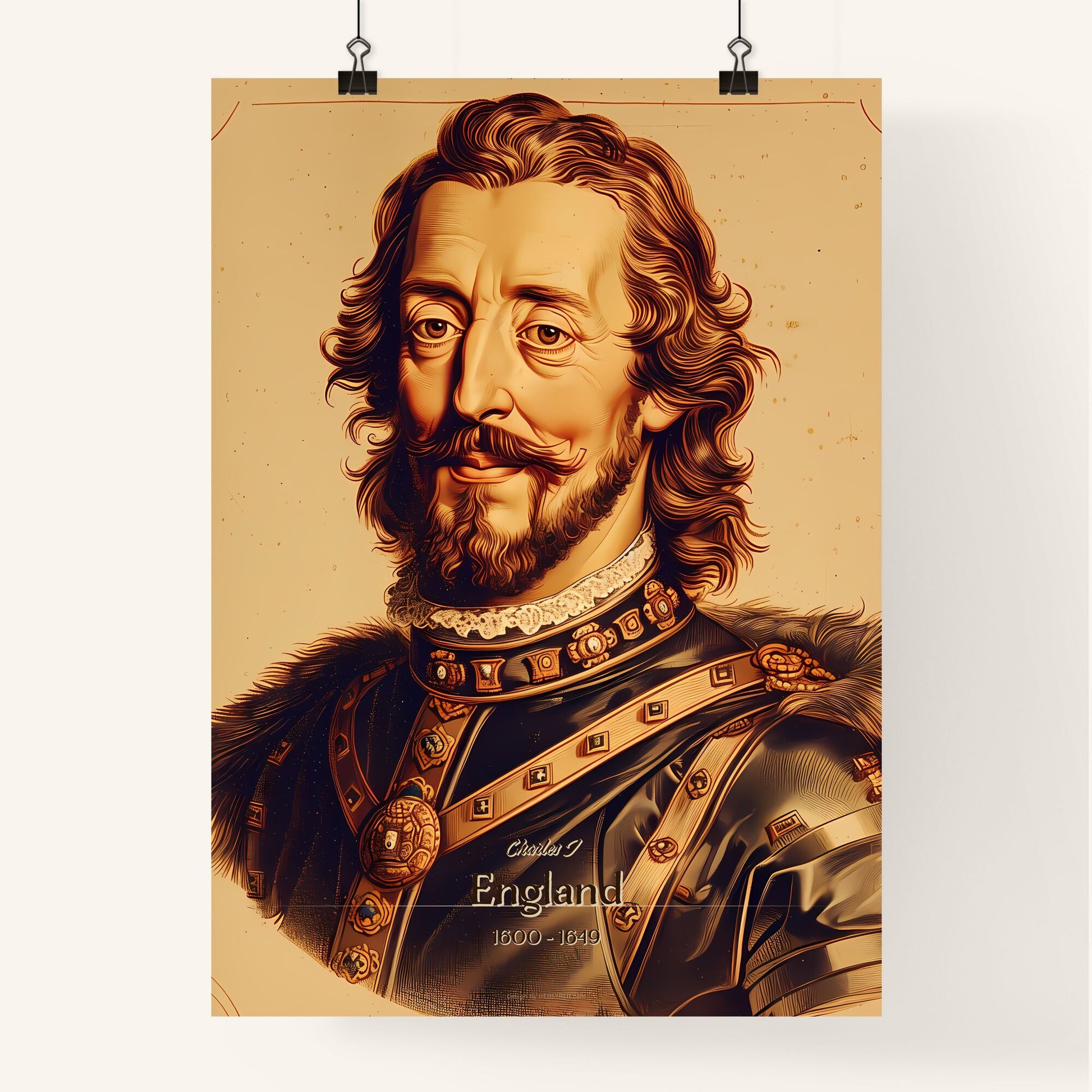 Charles I, England, 1600 - 1649, A Poster of a man with a beard Default Title