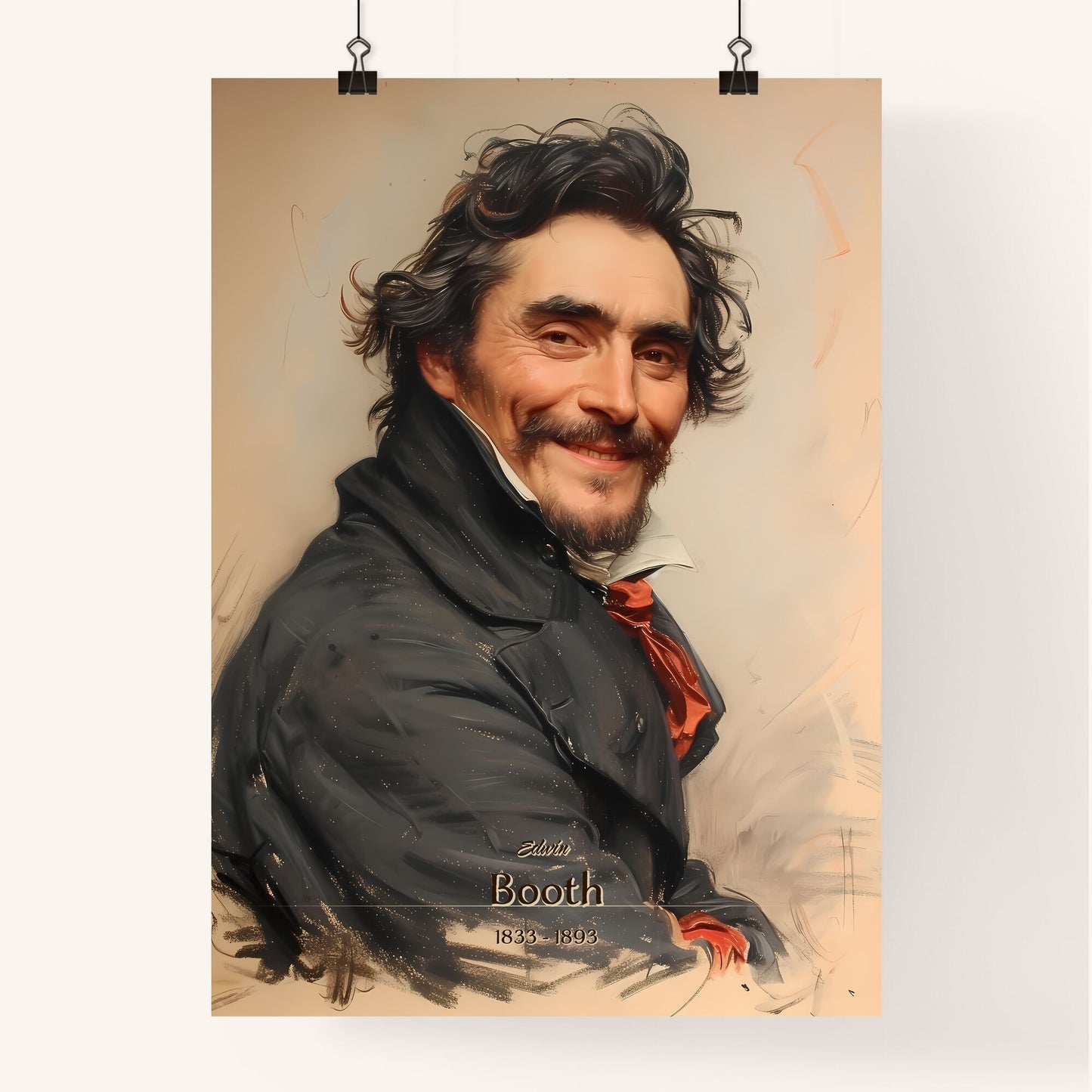 Edwin, Booth, 1833 - 1893, A Poster of a man smiling with a beard Default Title