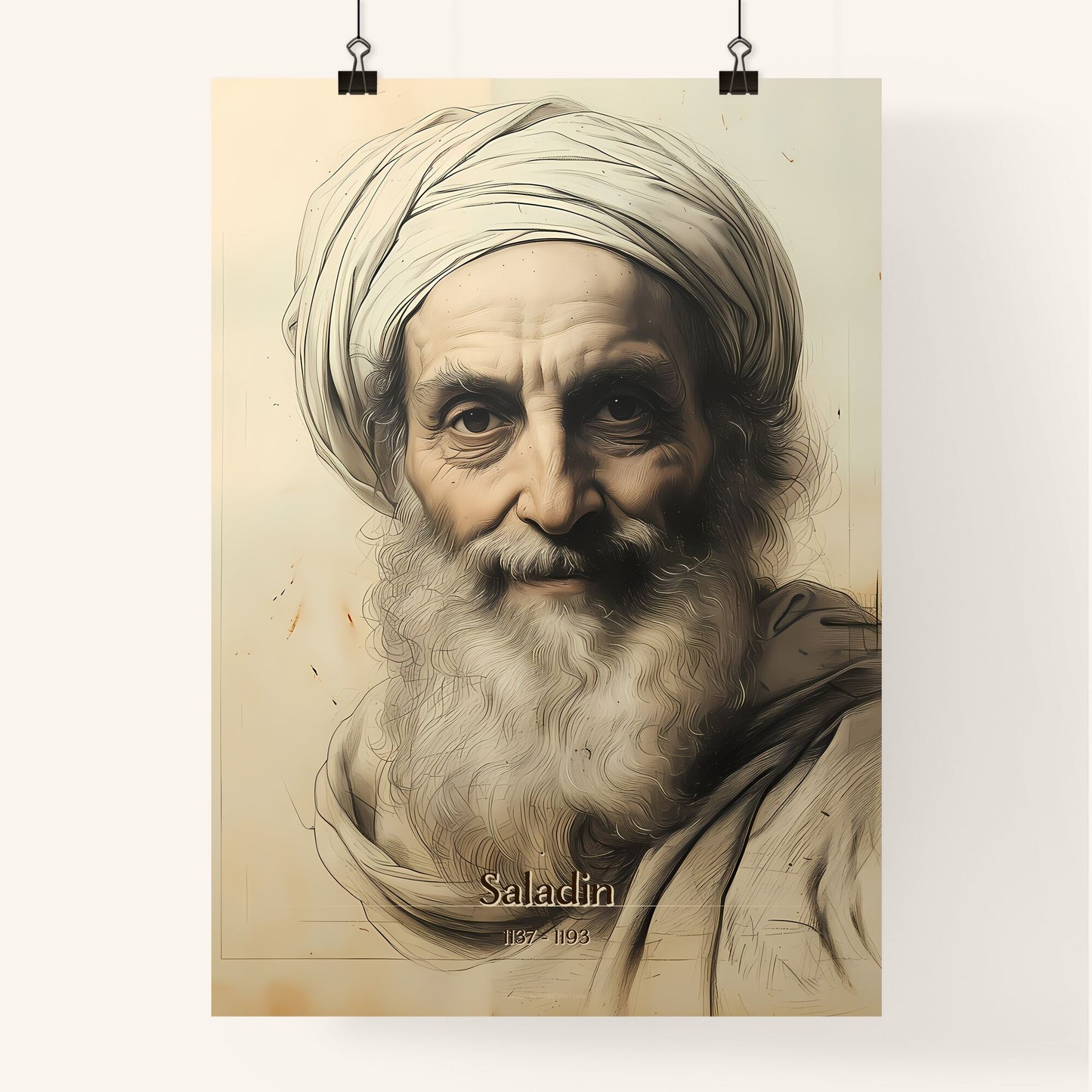 Saladin, 1137 - 1193, A Poster of a man with a white beard and a white turban Default Title