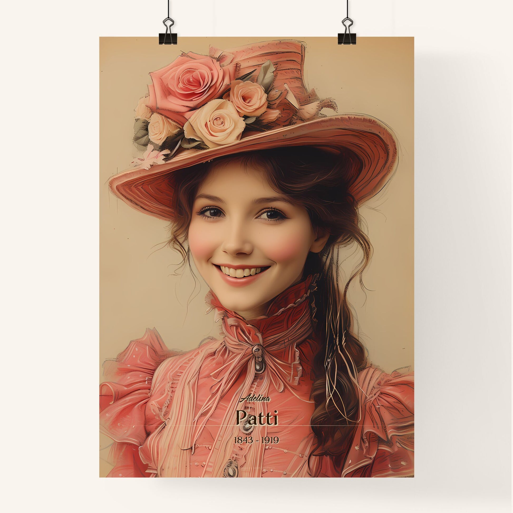 Adelina, Patti, 1843 - 1919, A Poster of a woman wearing a hat with flowers Default Title
