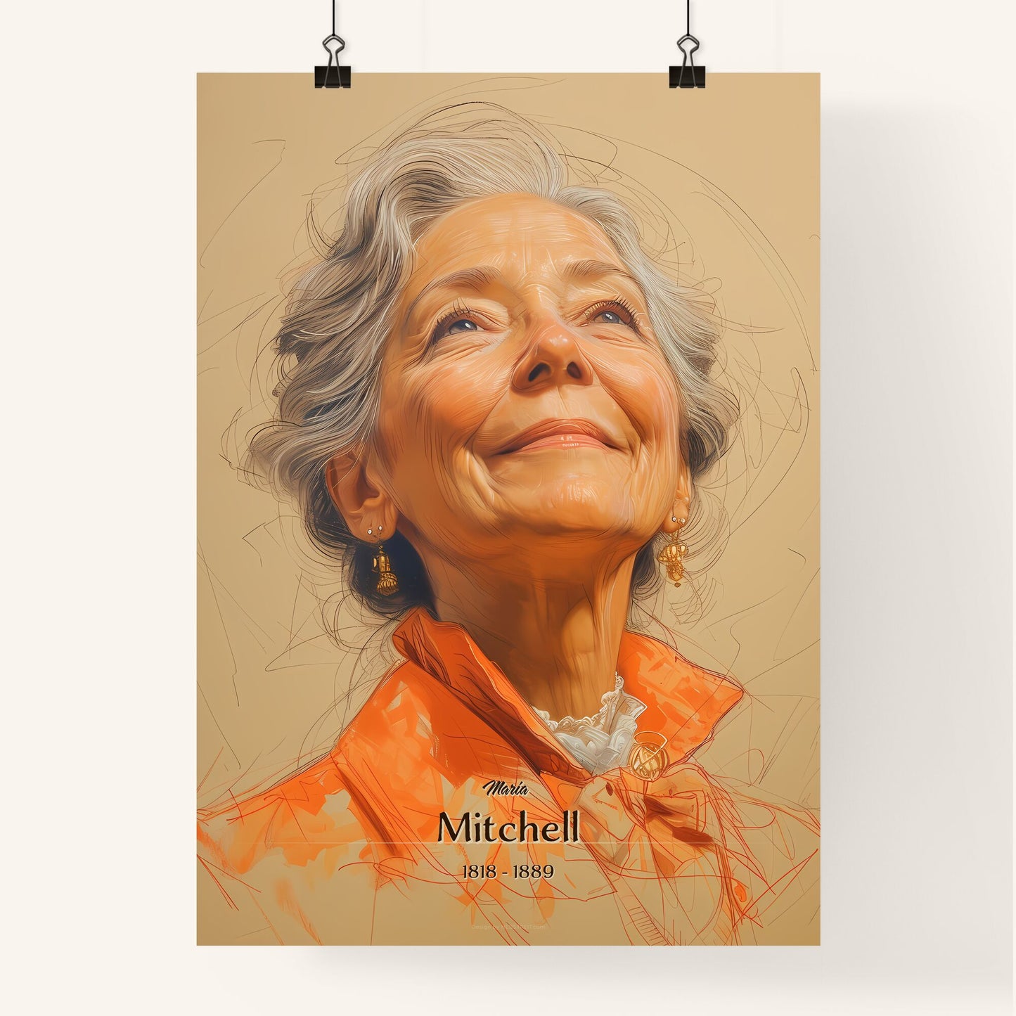Maria, Mitchell, 1818 - 1889, A Poster of a woman smiling with a yellow shirt Default Title