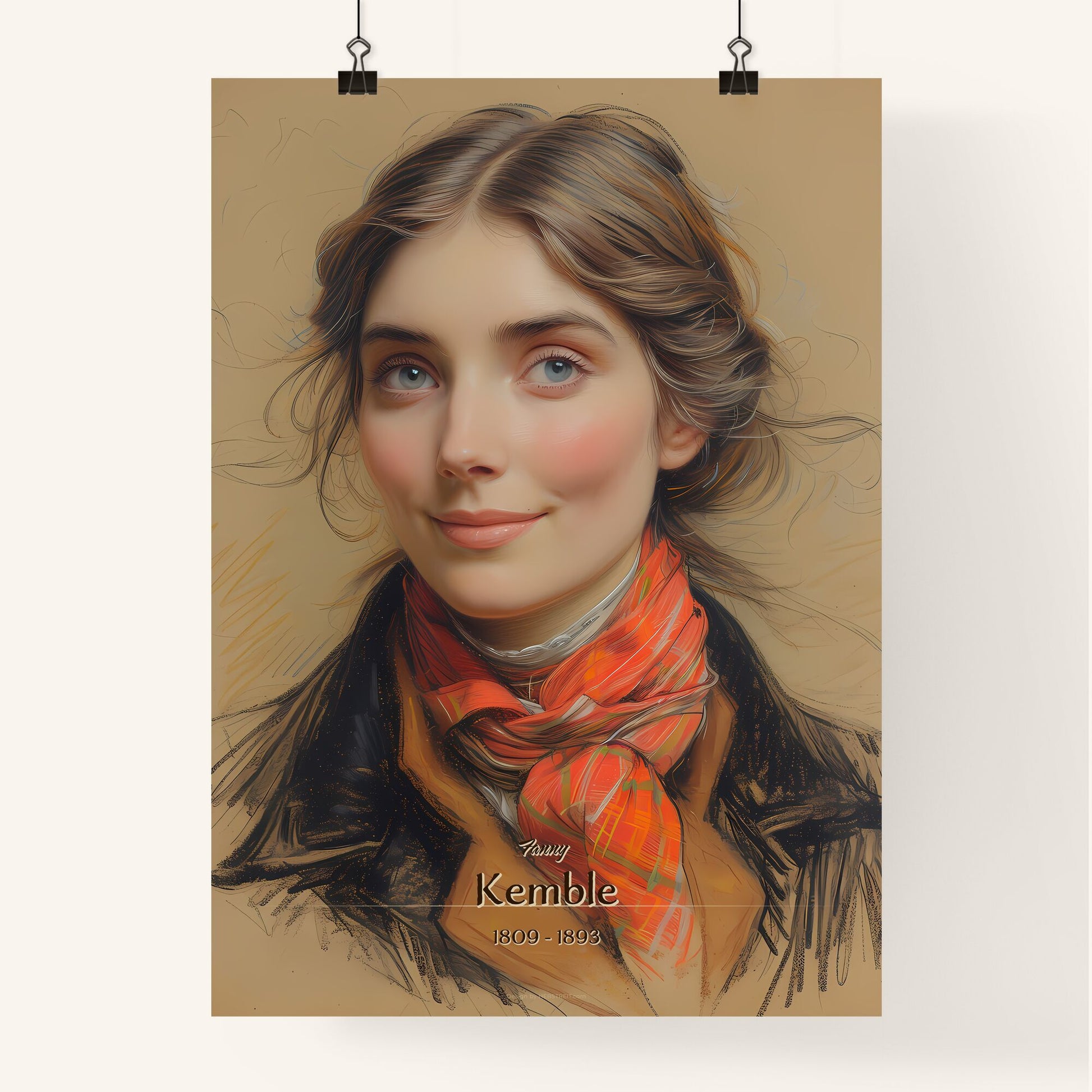 Fanny, Kemble, 1809 - 1893, A Poster of a woman with a scarf around her neck Default Title