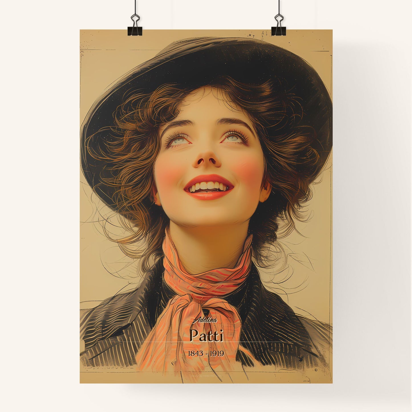 Adelina, Patti, 1843 - 1919, A Poster of a woman looking up with a hat Default Title