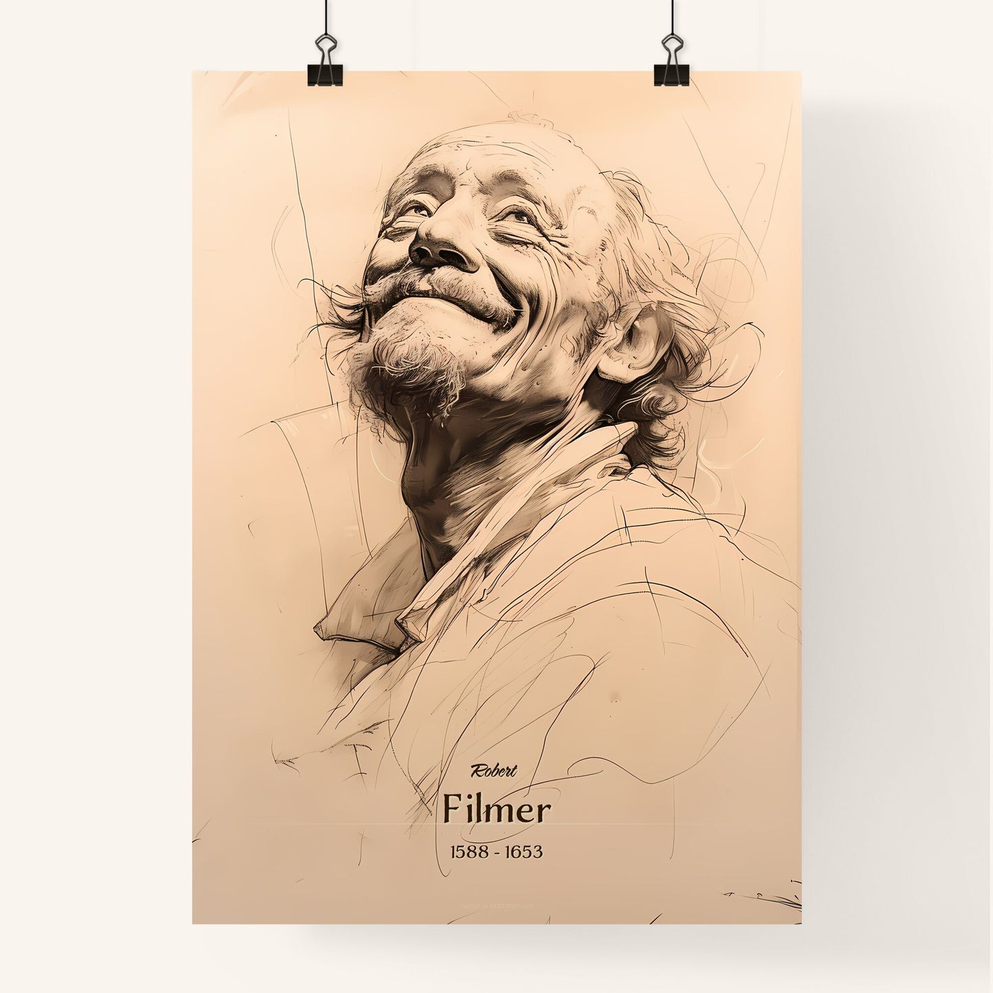 Robert, Filmer, 1588 - 1653, A Poster of a drawing of a man smiling Default Title