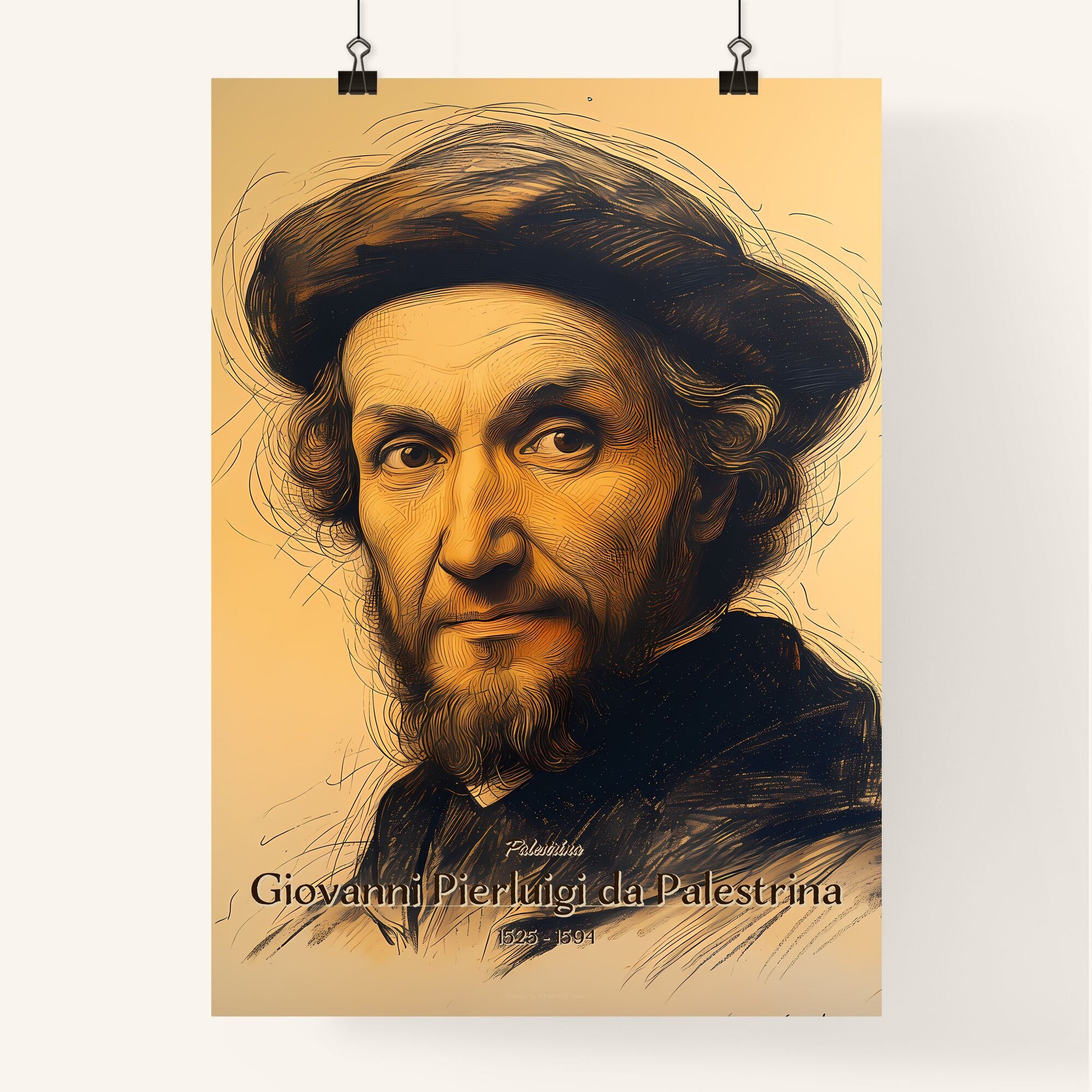 Palestrina, Giovanni Pierluigi da Palestrina, 1525 - 1594, A Poster of a man with a beard wearing a hat Default Title