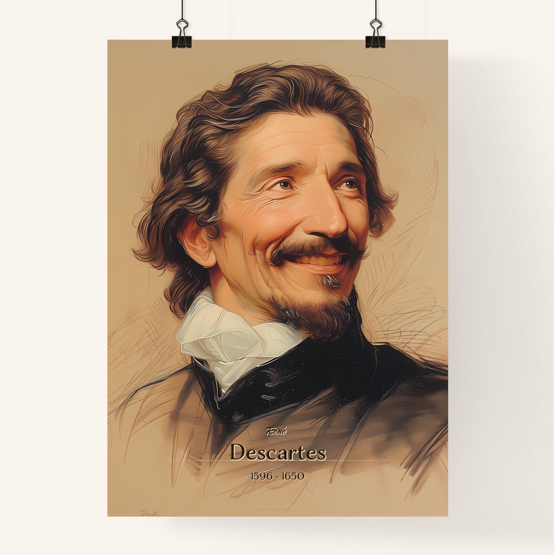 René, Descartes, 1596 - 1650, A Poster of a man with a mustache and beard Default Title