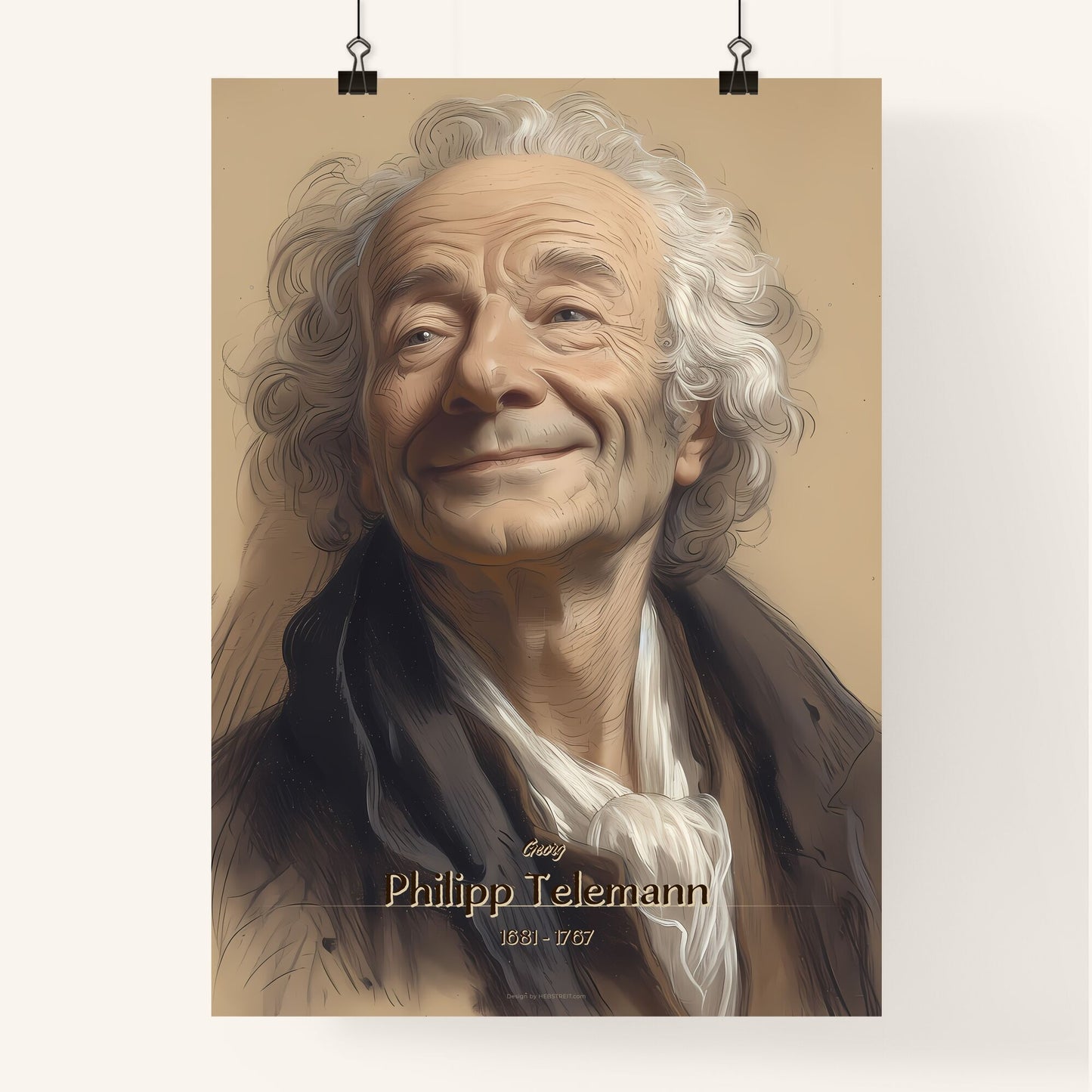 Georg, Philipp Telemann, 1681 - 1767, A Poster of a man with white hair and a scarf Default Title