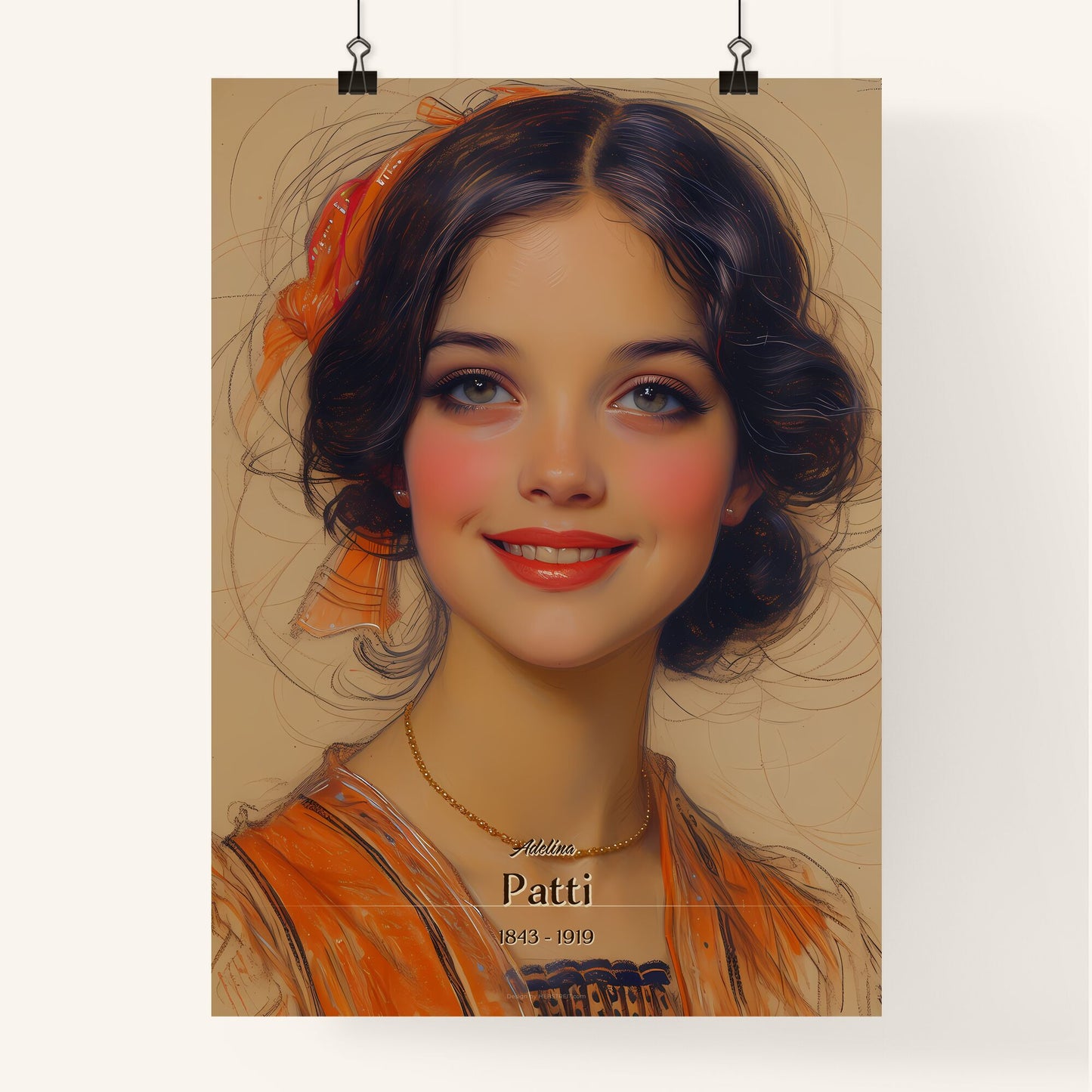 Adelina, Patti, 1843 - 1919, A Poster of a woman with a red bow in her hair Default Title