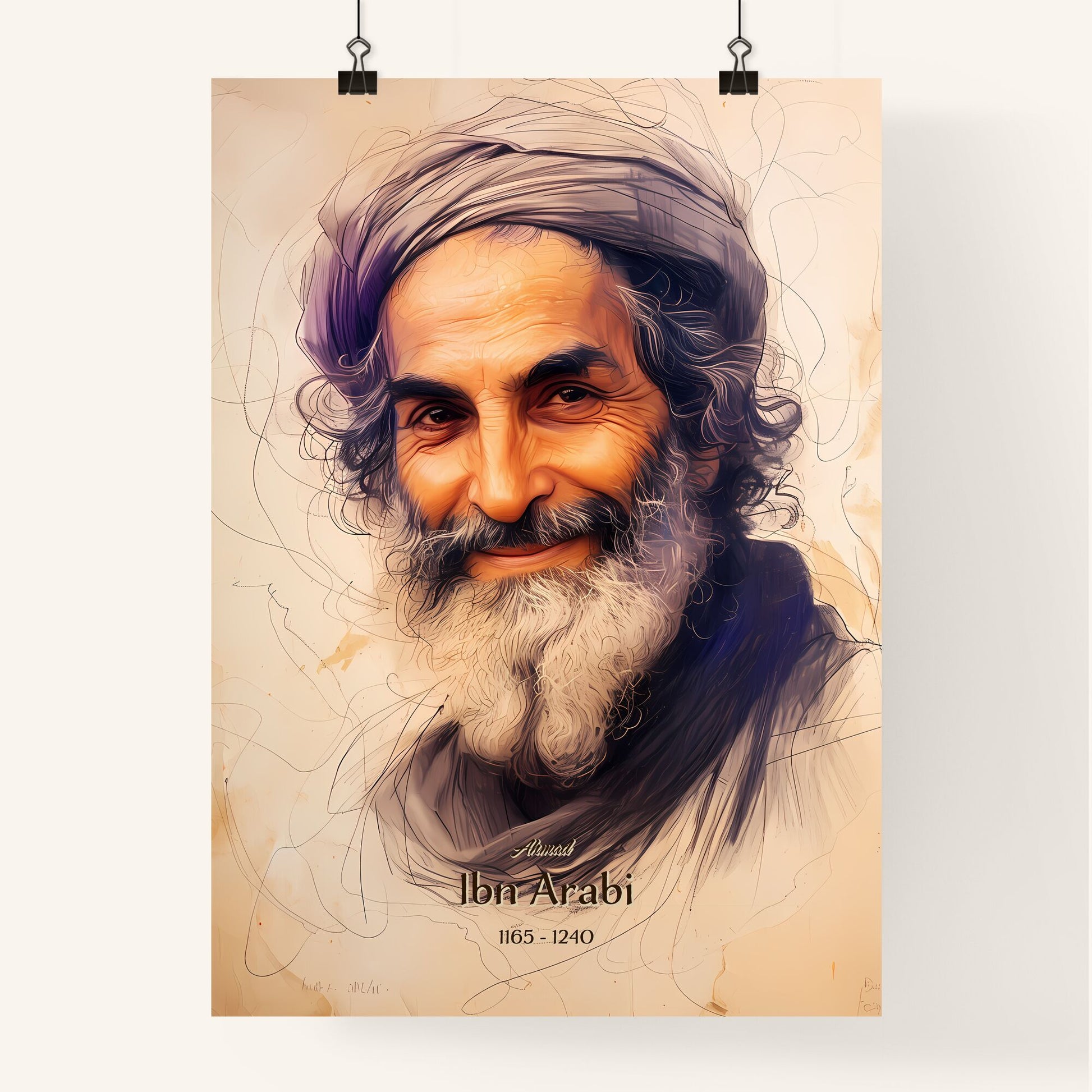 Ahmad, Ibn Arabi, 1165 - 1240, A Poster of a man with a beard Default Title