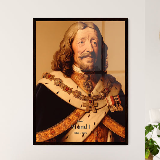 James, VI and I, 1567 - 1625, A Poster of a painting of a man wearing a robe and a crown Default Title