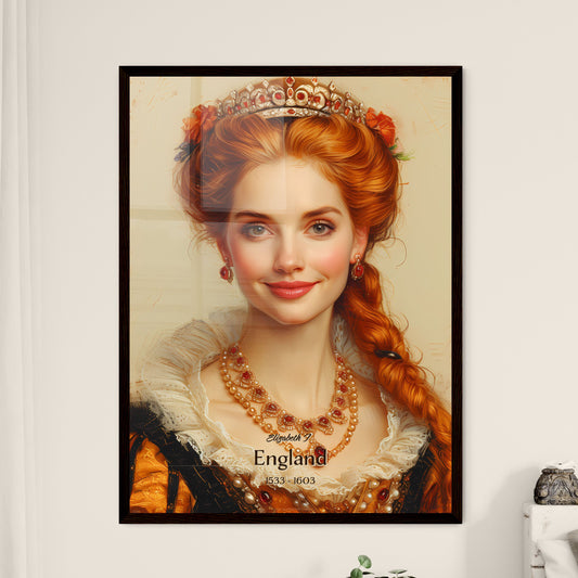 Elizabeth I, England, 1533 - 1603, A Poster of a woman with red hair and a crown Default Title