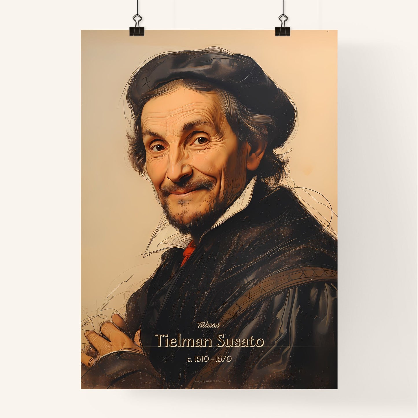 Tielman, Tielman Susato, c. 1510 - 1570, A Poster of a man wearing a hat Default Title