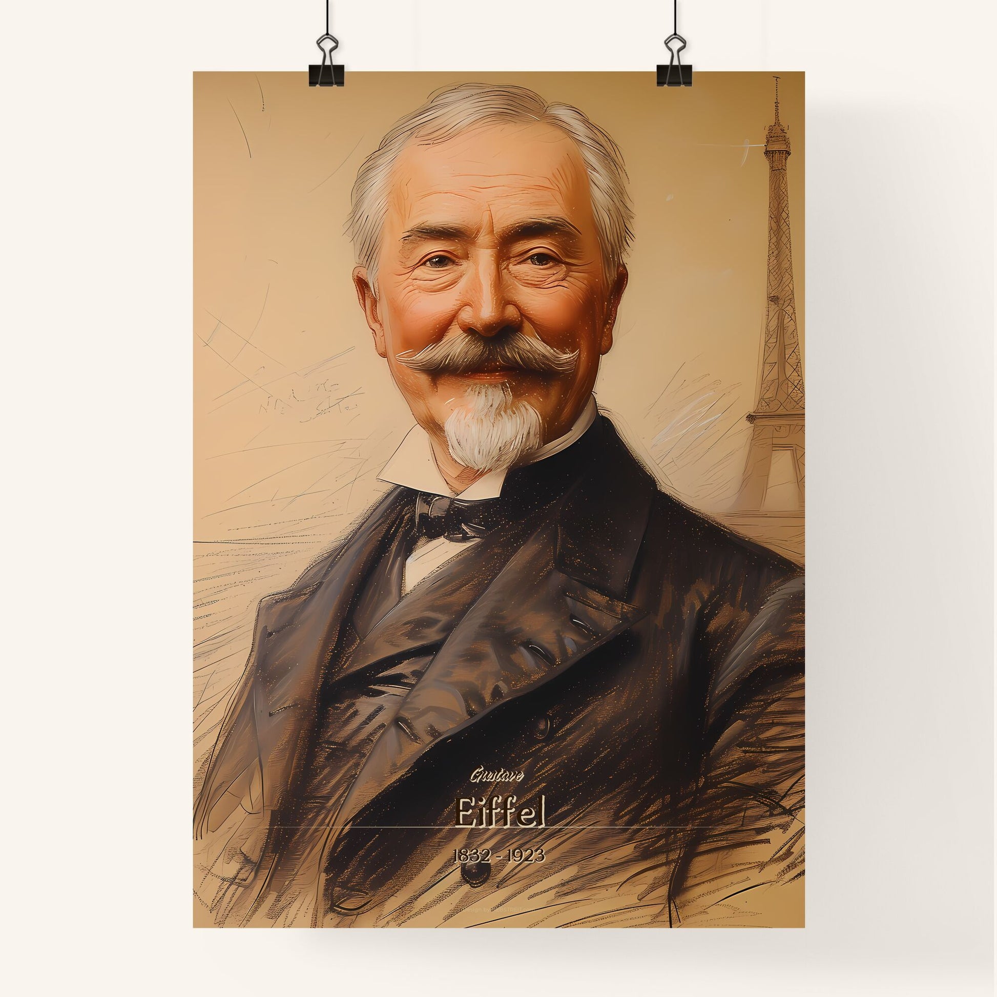 Gustave, Eiffel, 1832 - 1923, A Poster of a man with a mustache and a suit Default Title