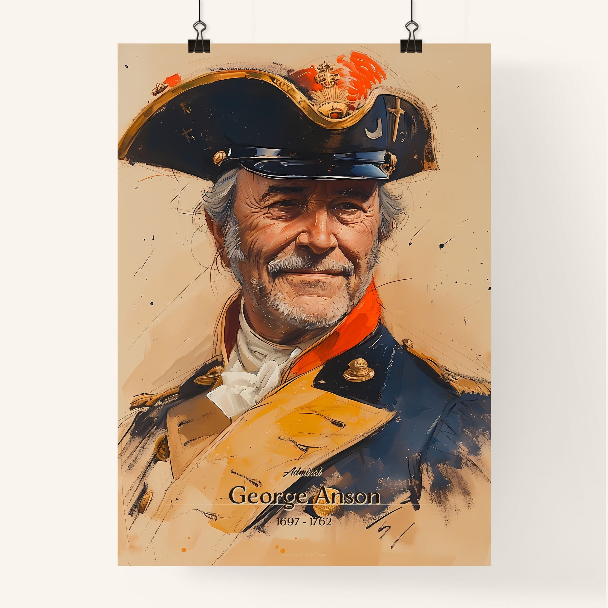 Admiral, George Anson, 1697 - 1762, A Poster of a man in a military uniform Default Title