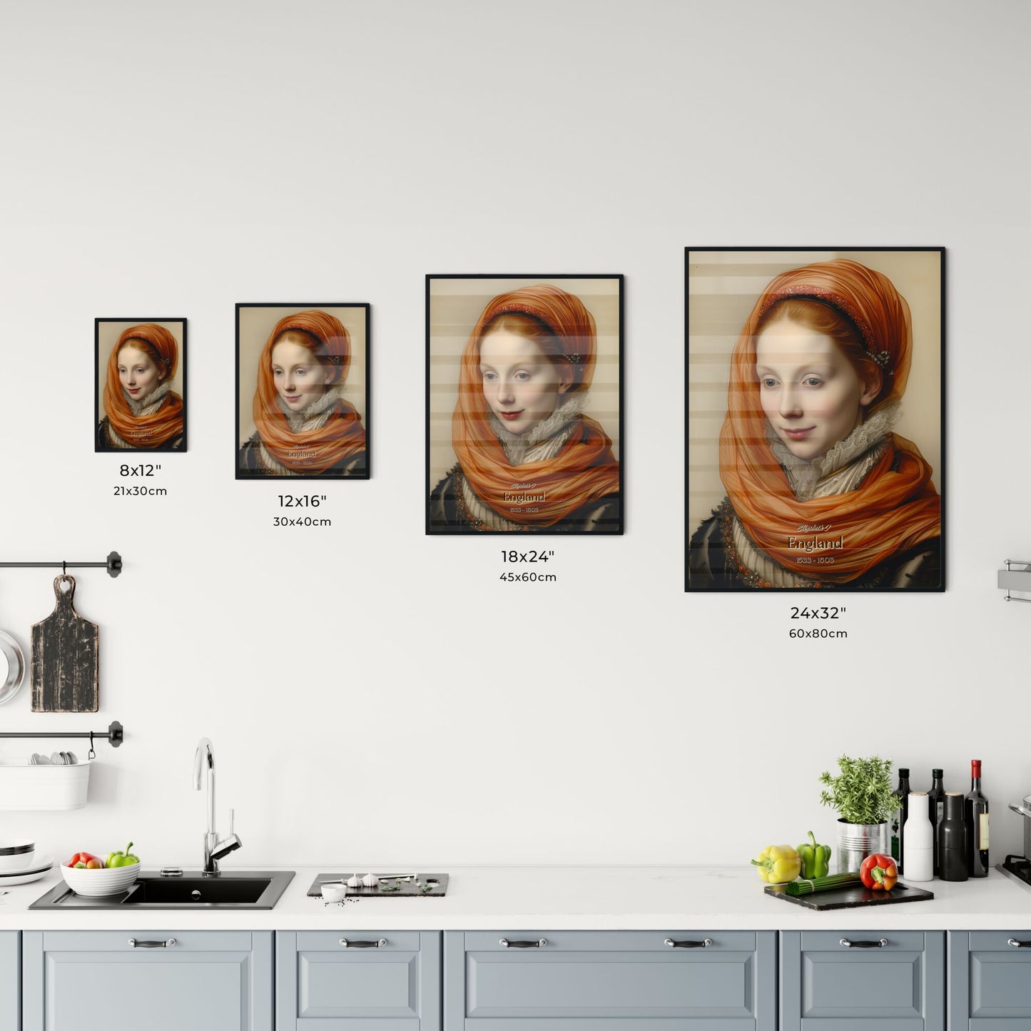 Elizabeth I, England, 1533 - 1603, A Poster of a woman with a red head scarf Default Title