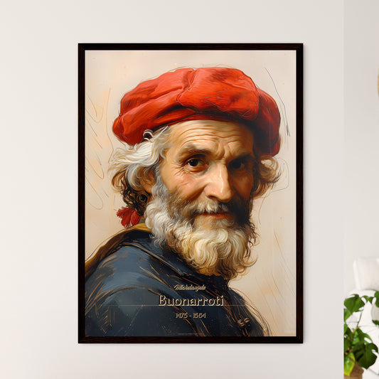 Michelangelo, Buonarroti, 1475 - 1564, A Poster of a painting of a man with a red hat Default Title