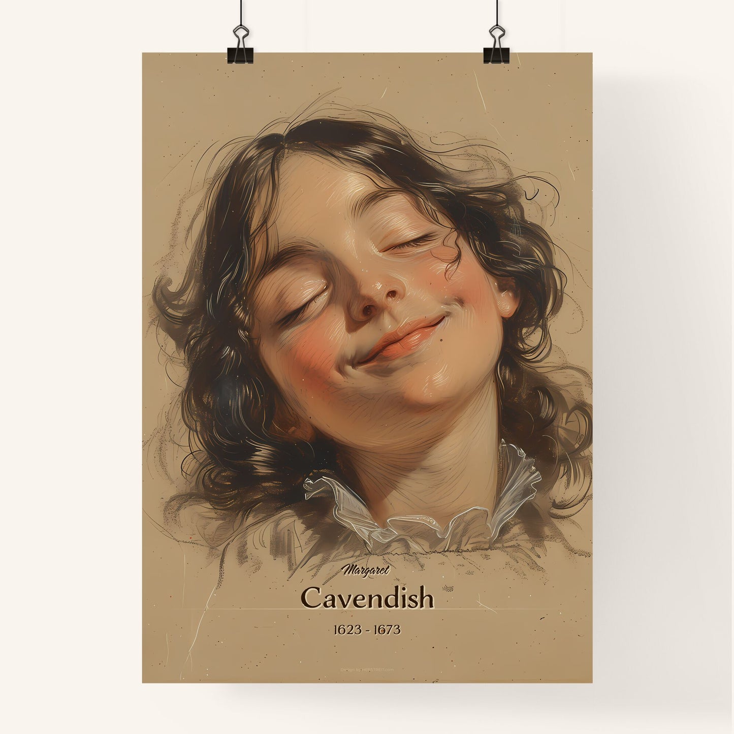 Margaret, Cavendish, 1623 - 1673, A Poster of a drawing of a woman with her eyes closed Default Title