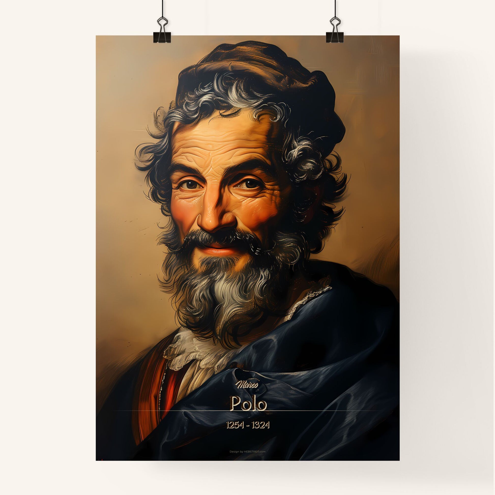 Marco, Polo, 1254 - 1324, A Poster of a painting of a man with a beard Default Title