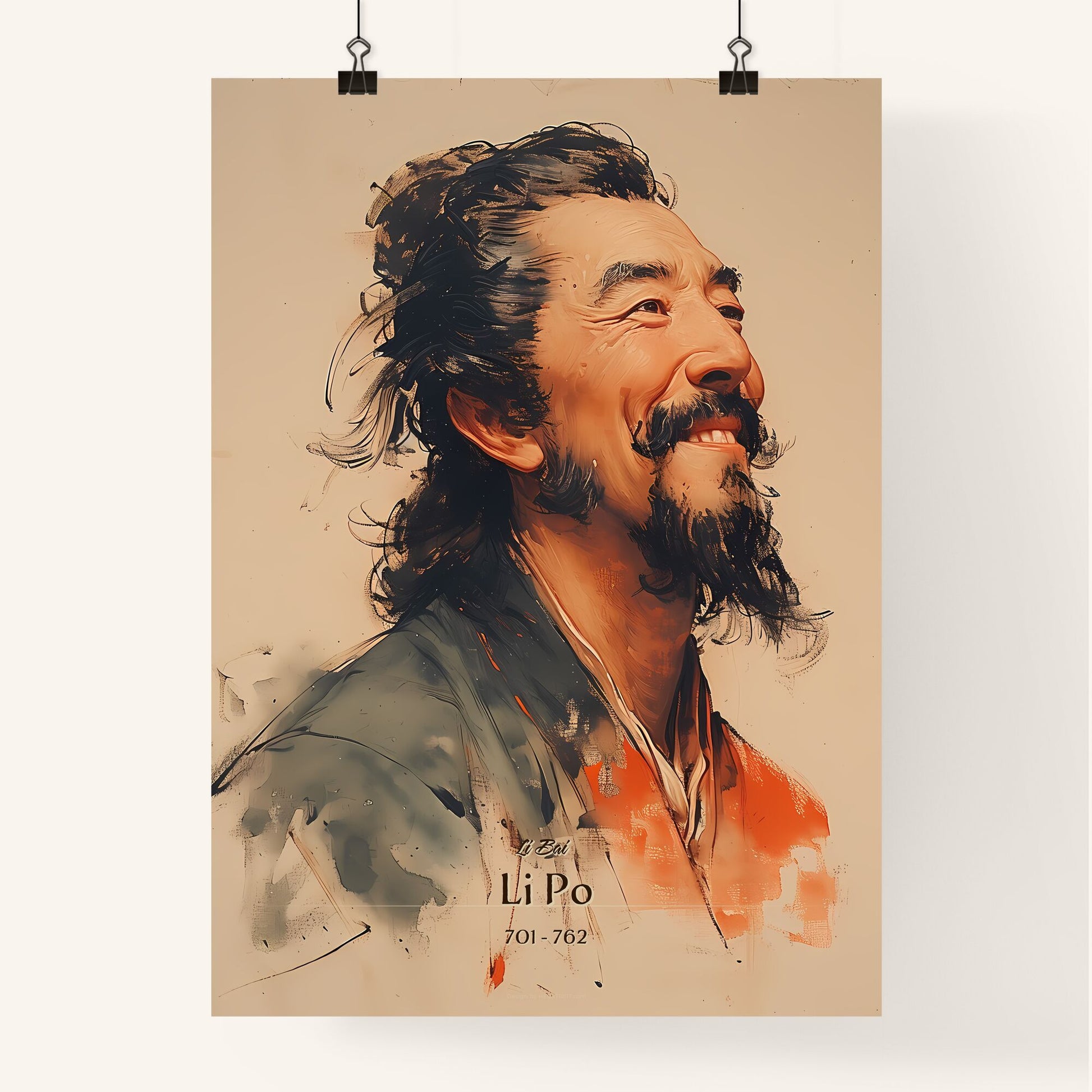 Li Bai, Li Po, 701 - 762, A Poster of a man with long hair and beard Default Title