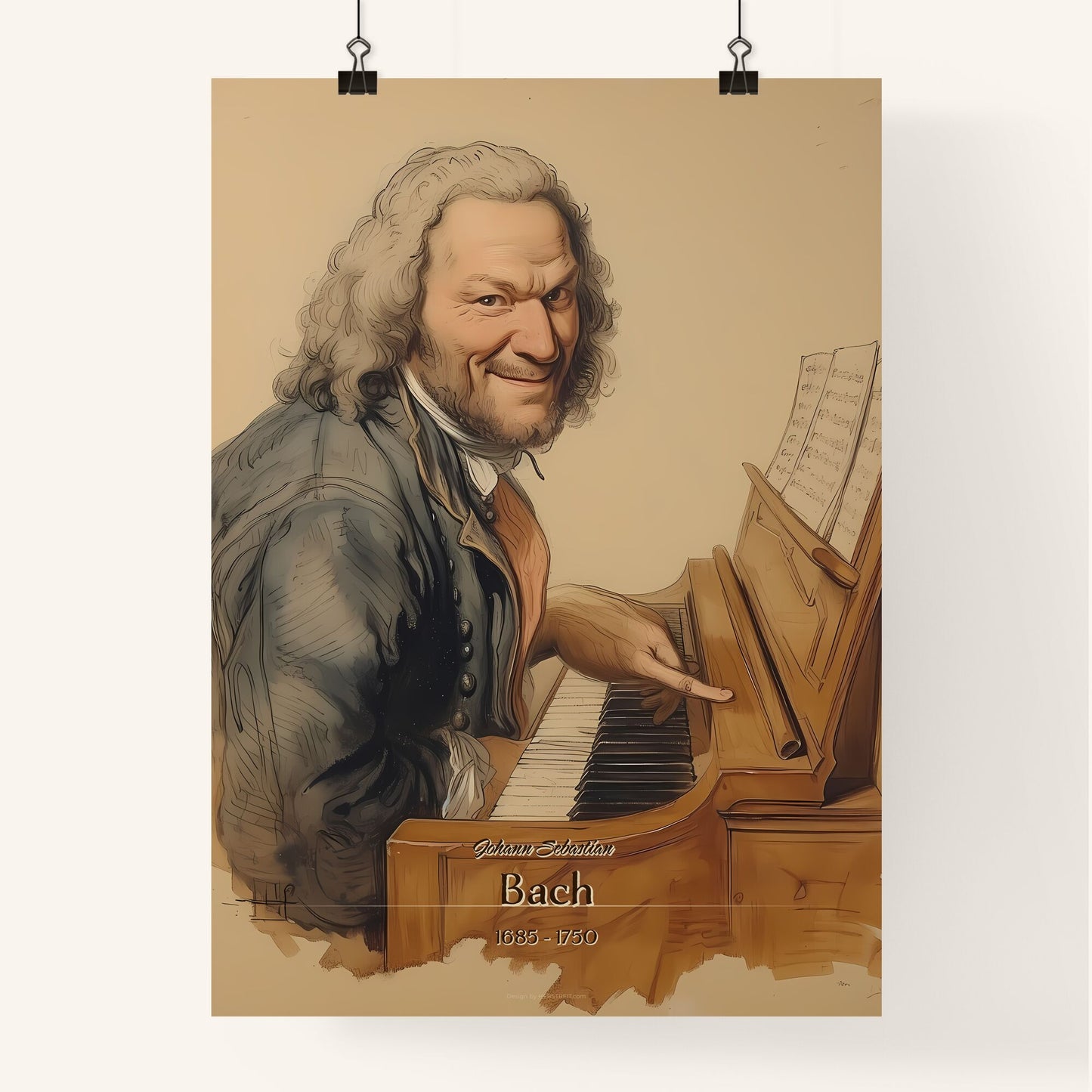 Johann Sebastian, Bach, 1685 - 1750, A Poster of a man playing a piano Default Title