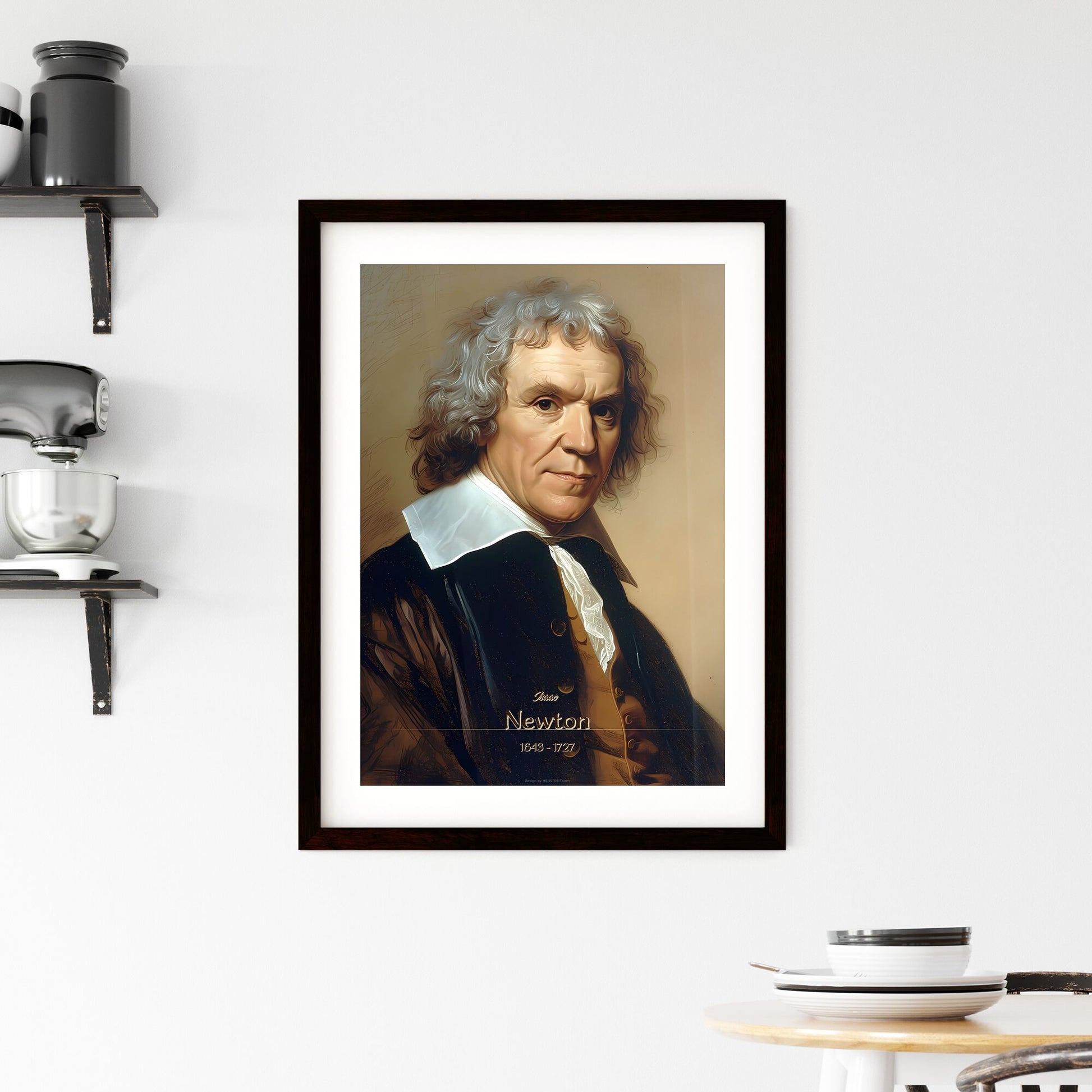 Isaac, Newton, 1643 - 1727, A Poster of a man with white hair and a black coat Default Title