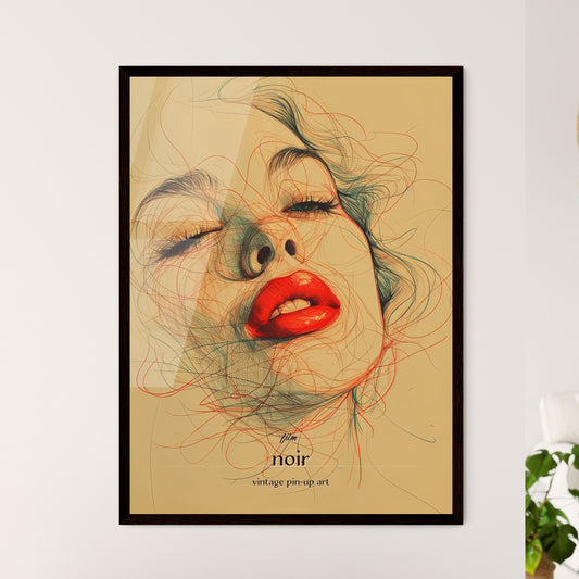 film, noir, vintage pin-up art, A Poster of a drawing of a woman_s face Default Title