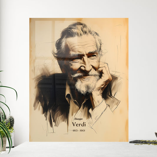 Giuseppe, Verdi, 1813 - 1901, A Poster of a drawing of a man with a beard Default Title