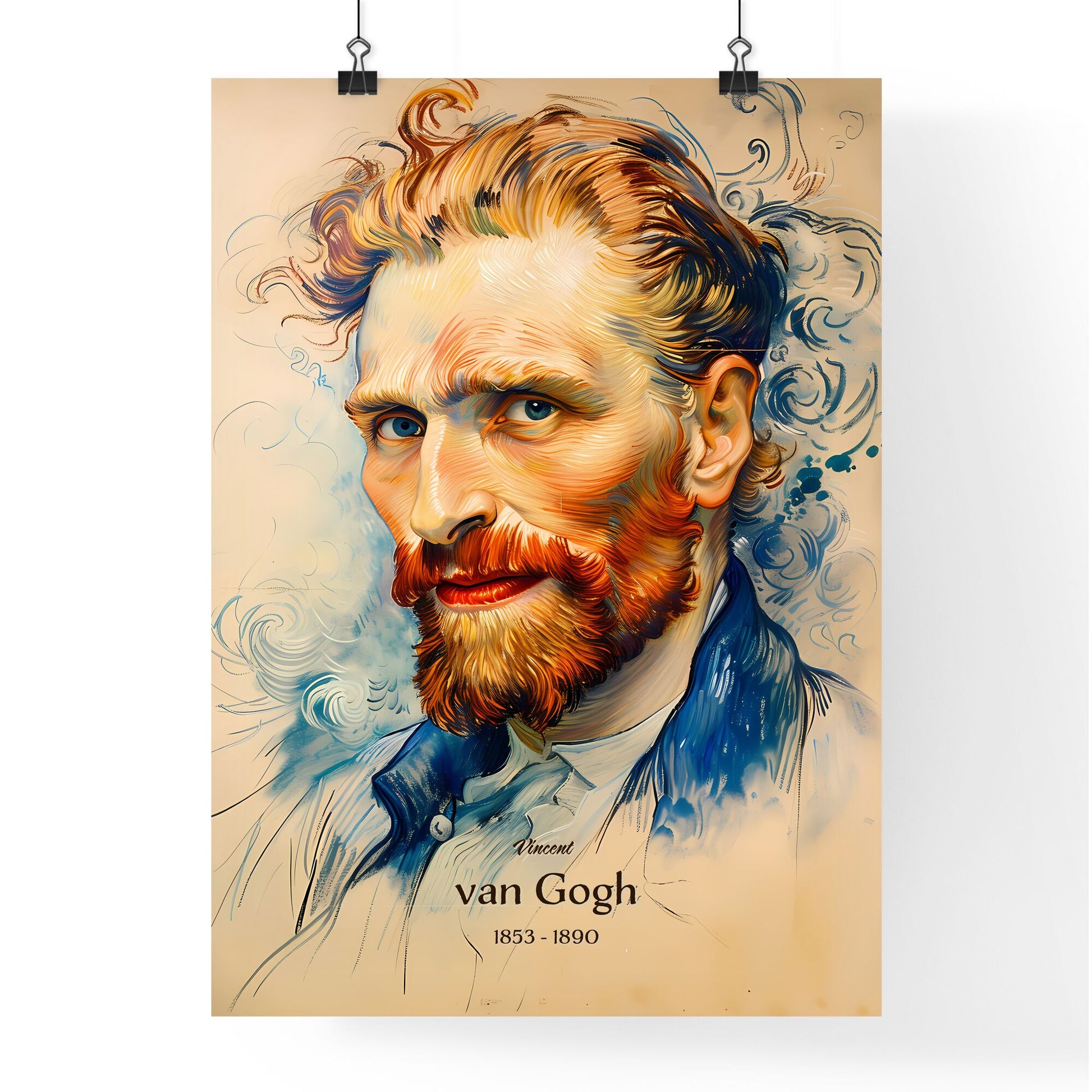 Vincent, van Gogh, 1853 - 1890, A Poster of a man with red beard and mustache Default Title