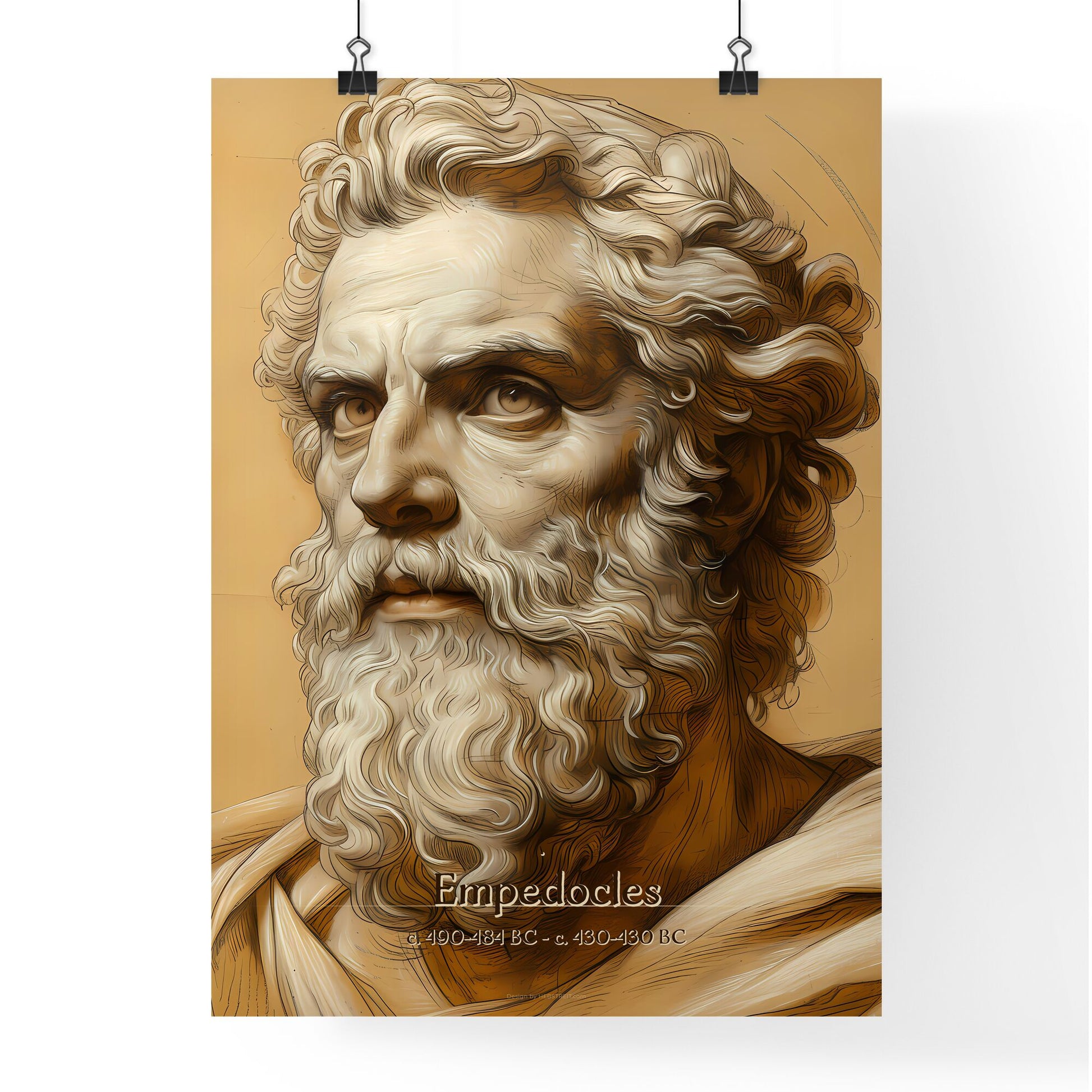 Empedocles, c. 490-484 BC - c. 430-430 BC, A Poster of a drawing of a bearded man Default Title