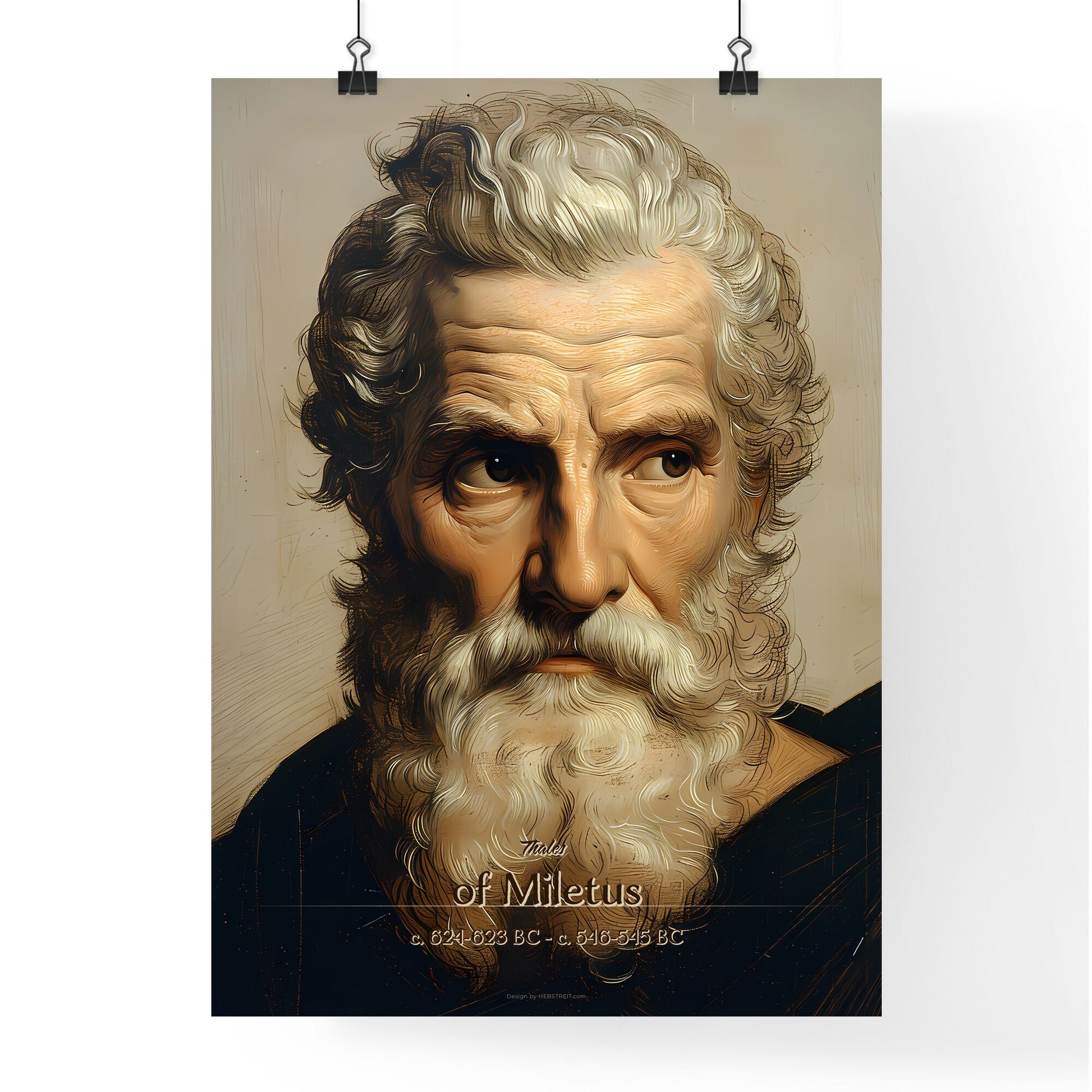 Thales, of Miletus, c. 624-623 BC - c. 546-545 BC, A Poster of a man with a beard Default Title