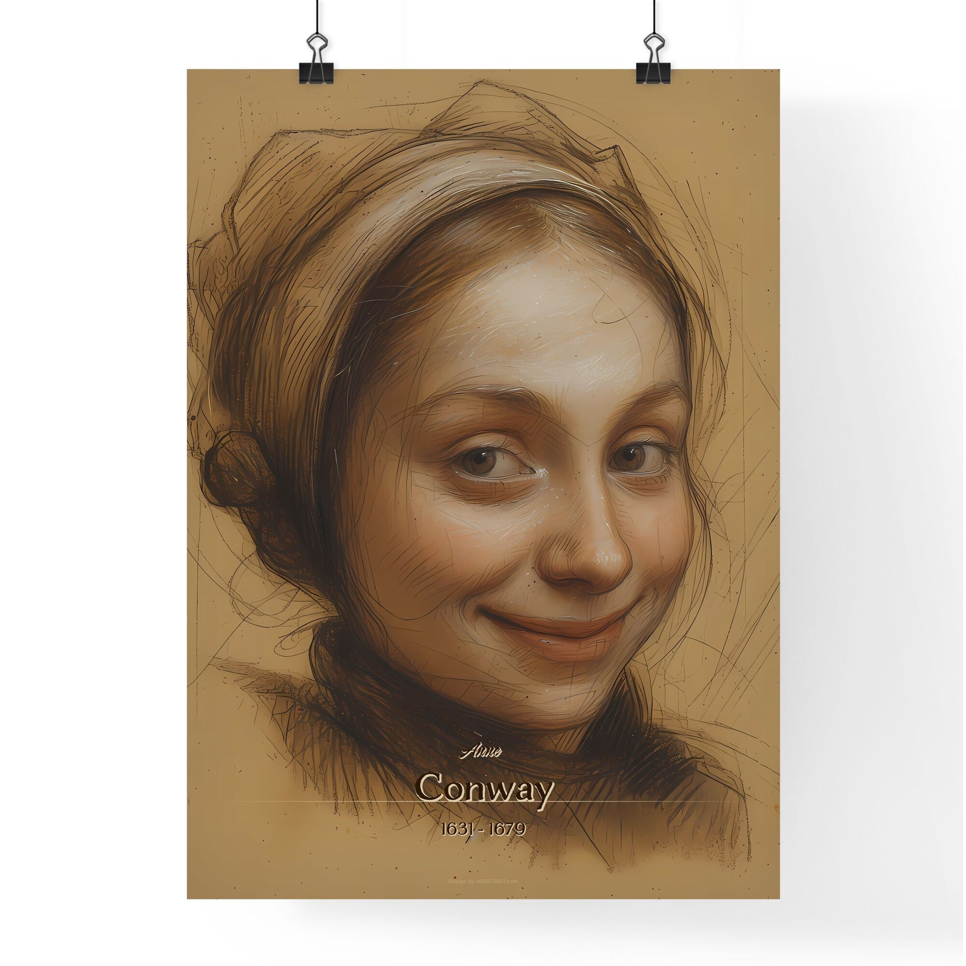 Anne, Conway, 1631 - 1679, A Poster of a drawing of a woman smiling Default Title