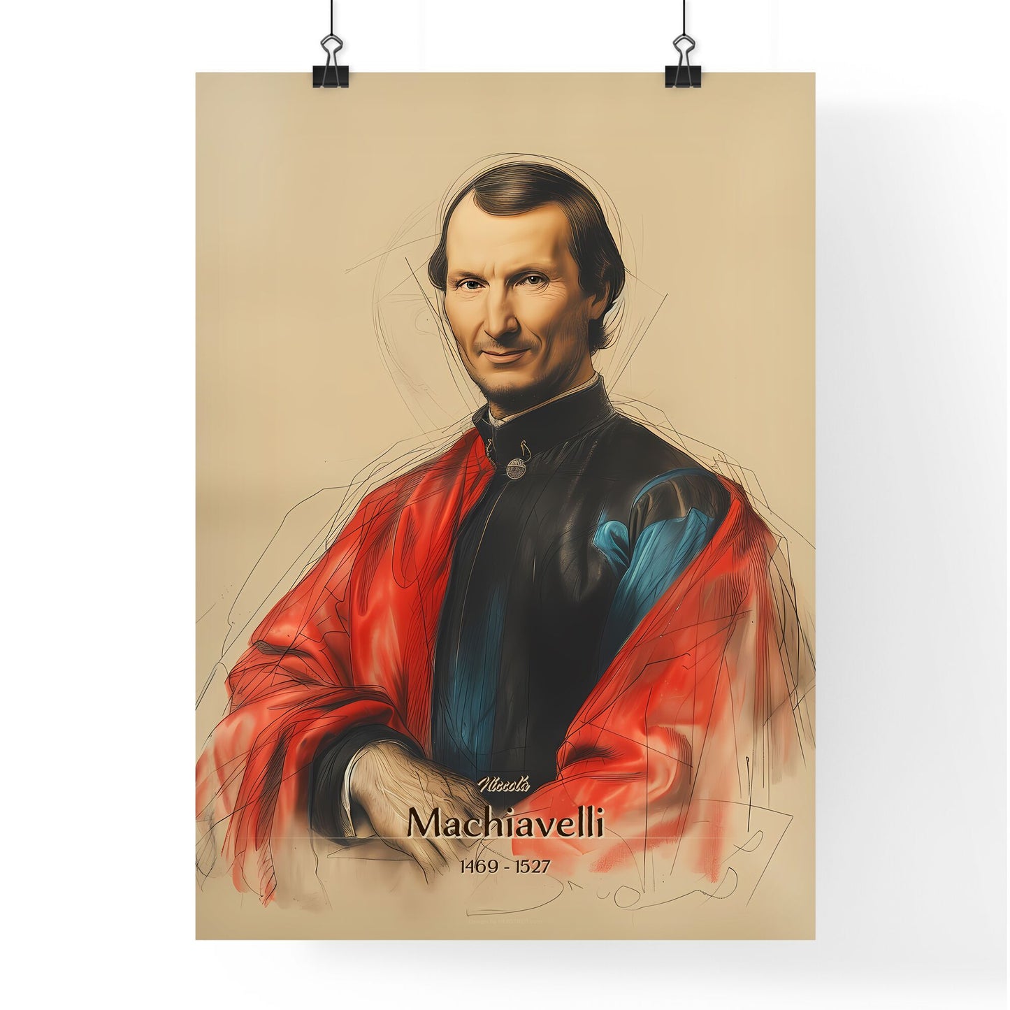 Niccolá, Machiavelli, 1469 - 1527, A Poster of a man in a red robe Default Title