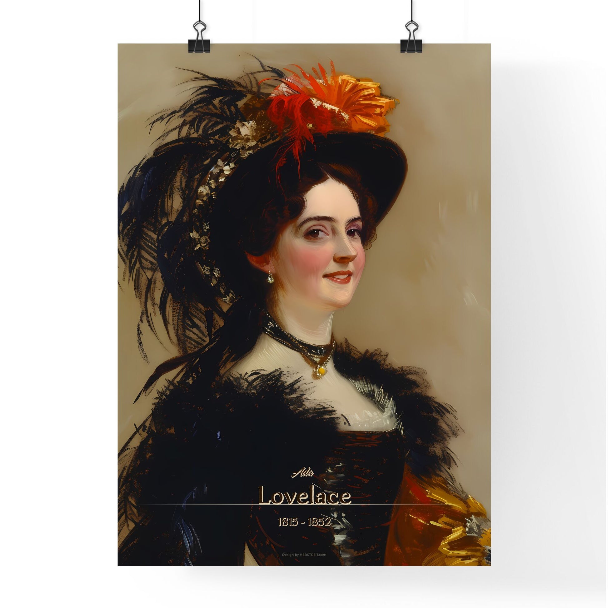 Ada, Lovelace, 1815 - 1852, A Poster of a woman in a hat and feathered dress Default Title