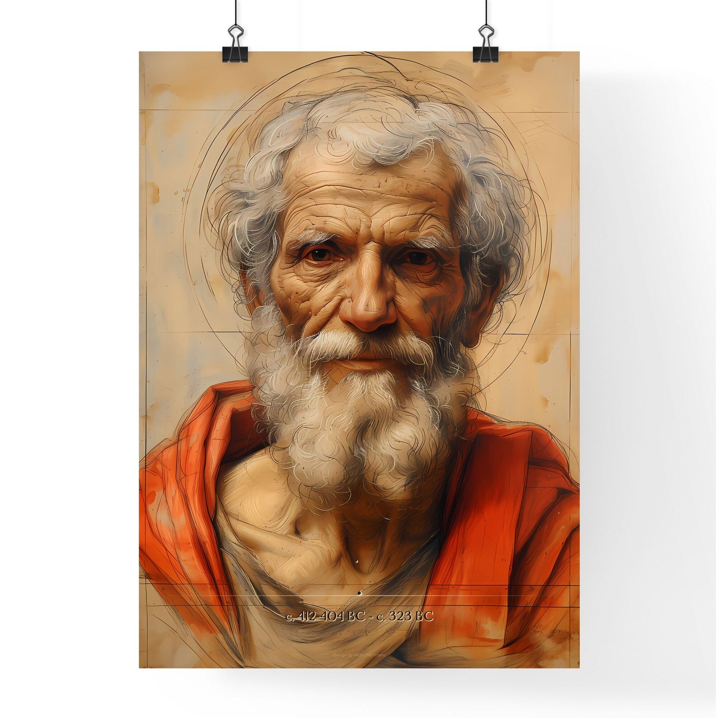 c. 412-404 BC - c. 323 BC, A Poster of a painting of a man with a beard Default Title