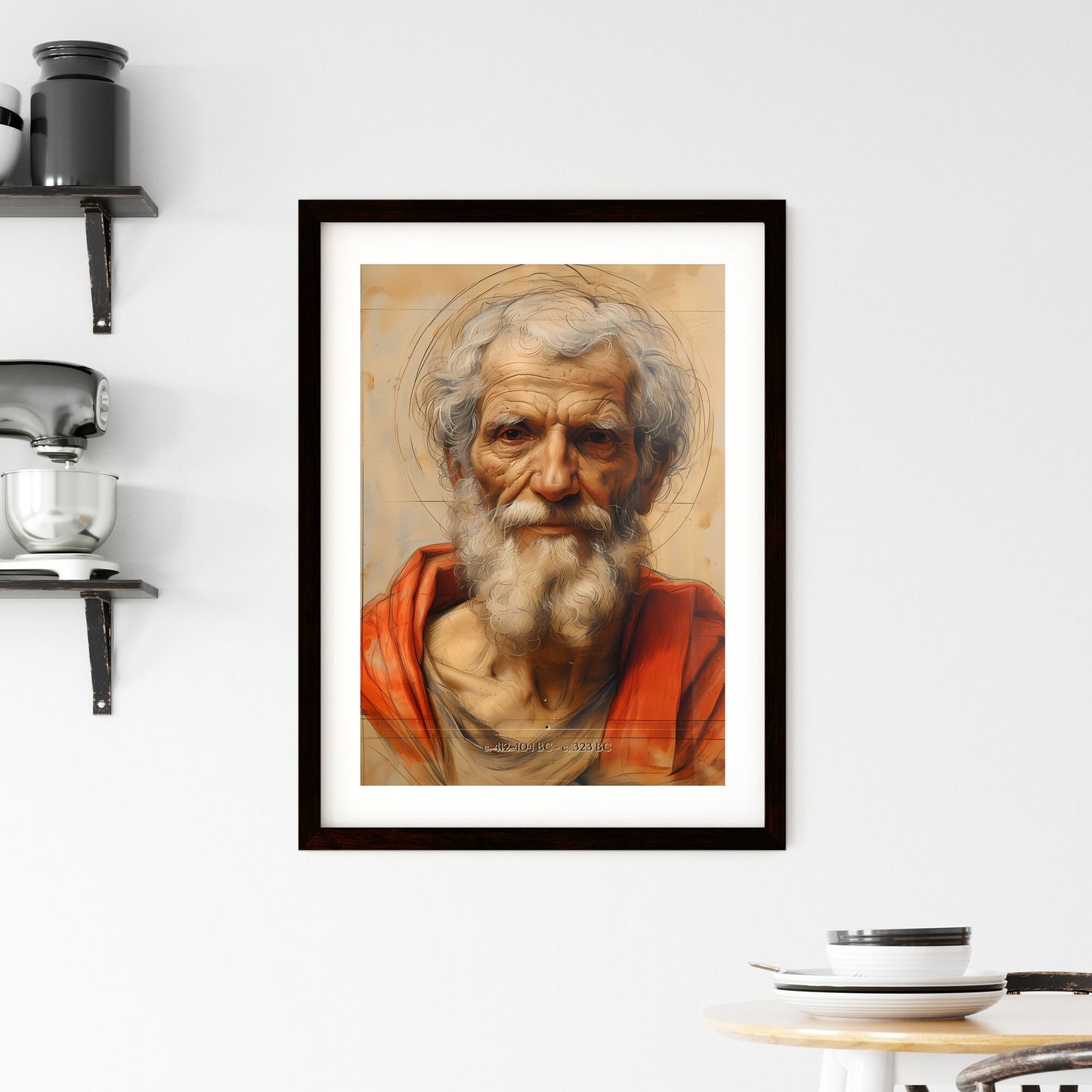 c. 412-404 BC - c. 323 BC, A Poster of a painting of a man with a beard Default Title