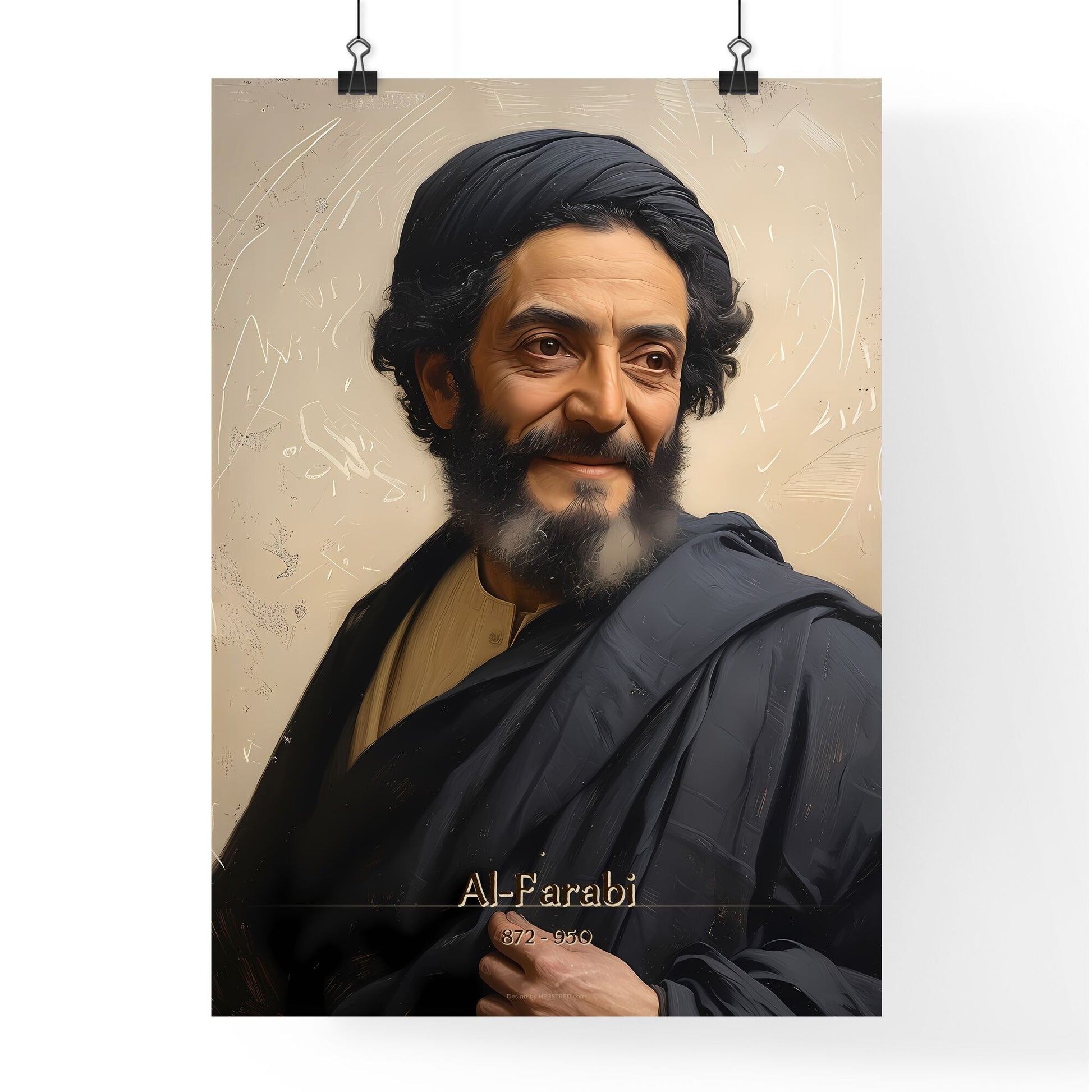 Al-Farabi, 872 - 950, A Poster of a man with a beard and a black robe Default Title
