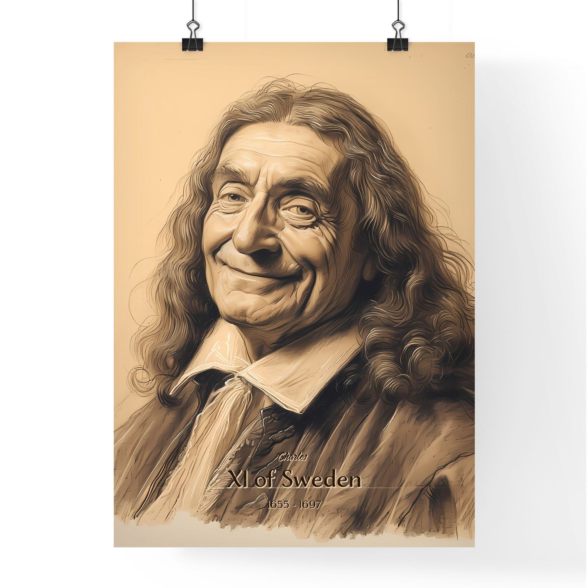 Charles, XI of Sweden, 1655 - 1697, A Poster of a man with long hair smiling Default Title