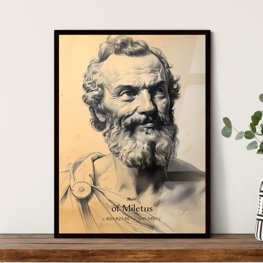 Thales, of Miletus, c. 624-623 BC - c. 546-545 BC, A Poster of a drawing of a bearded man Default Title