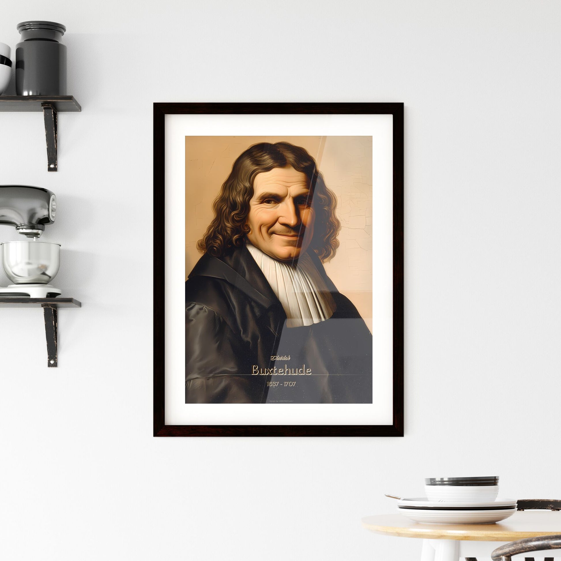 Dietrich, Buxtehude, 1637 - 1707, A Poster of a man with long curly hair wearing a black robe Default Title