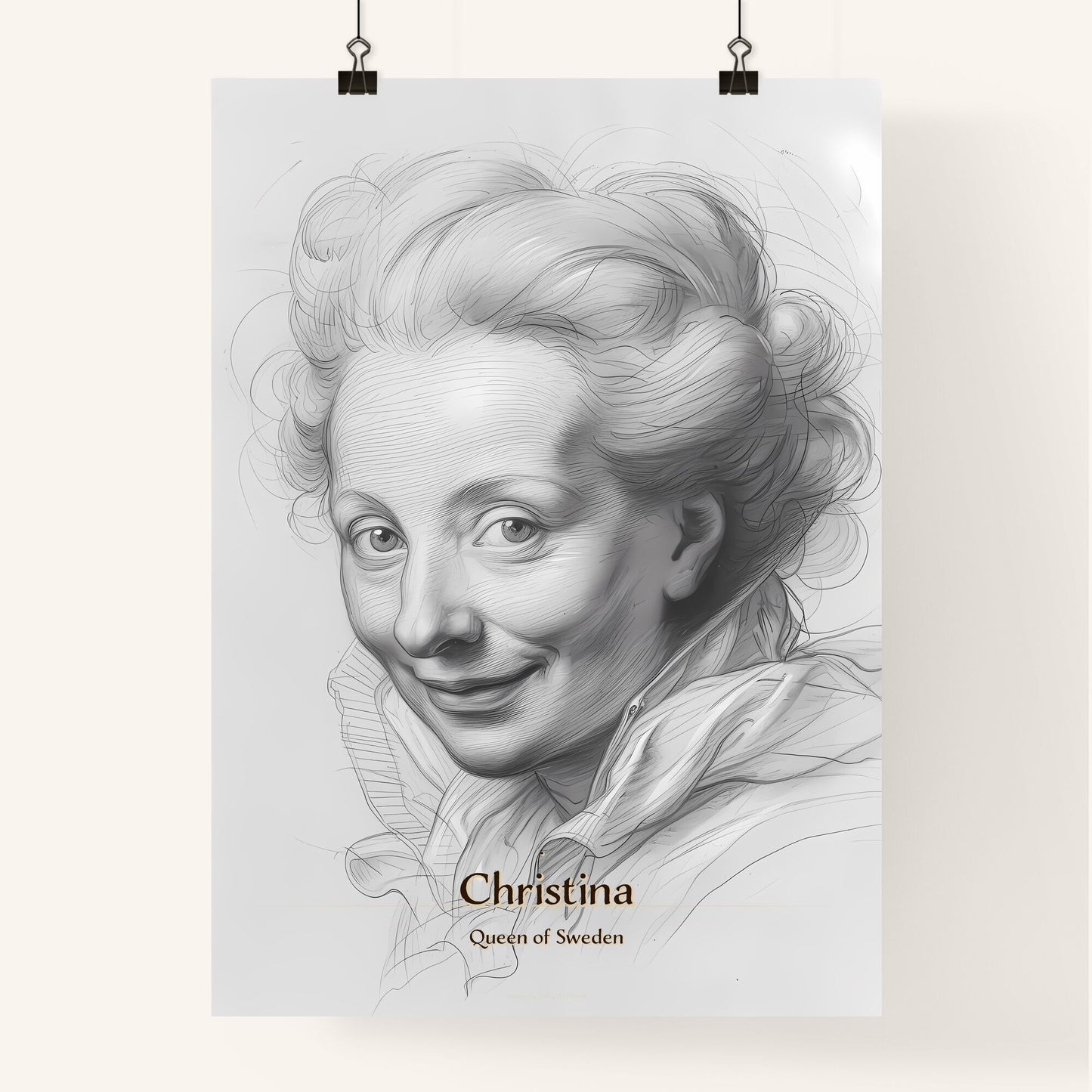 Christina, Queen of Sweden, A Poster of a drawing of a woman Default Title