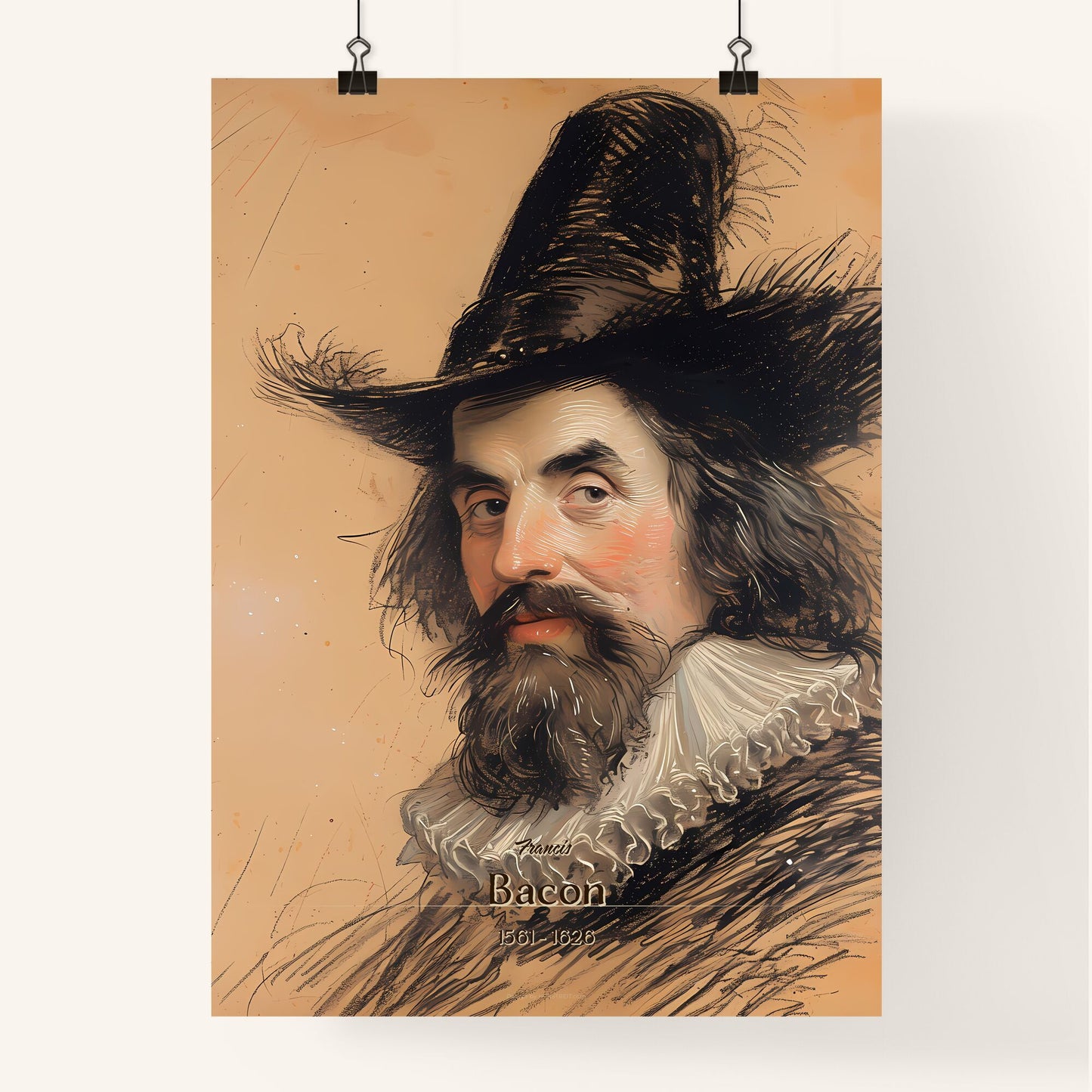 Francis, Bacon, 1561 - 1626, A Poster of a man with a beard wearing a hat Default Title