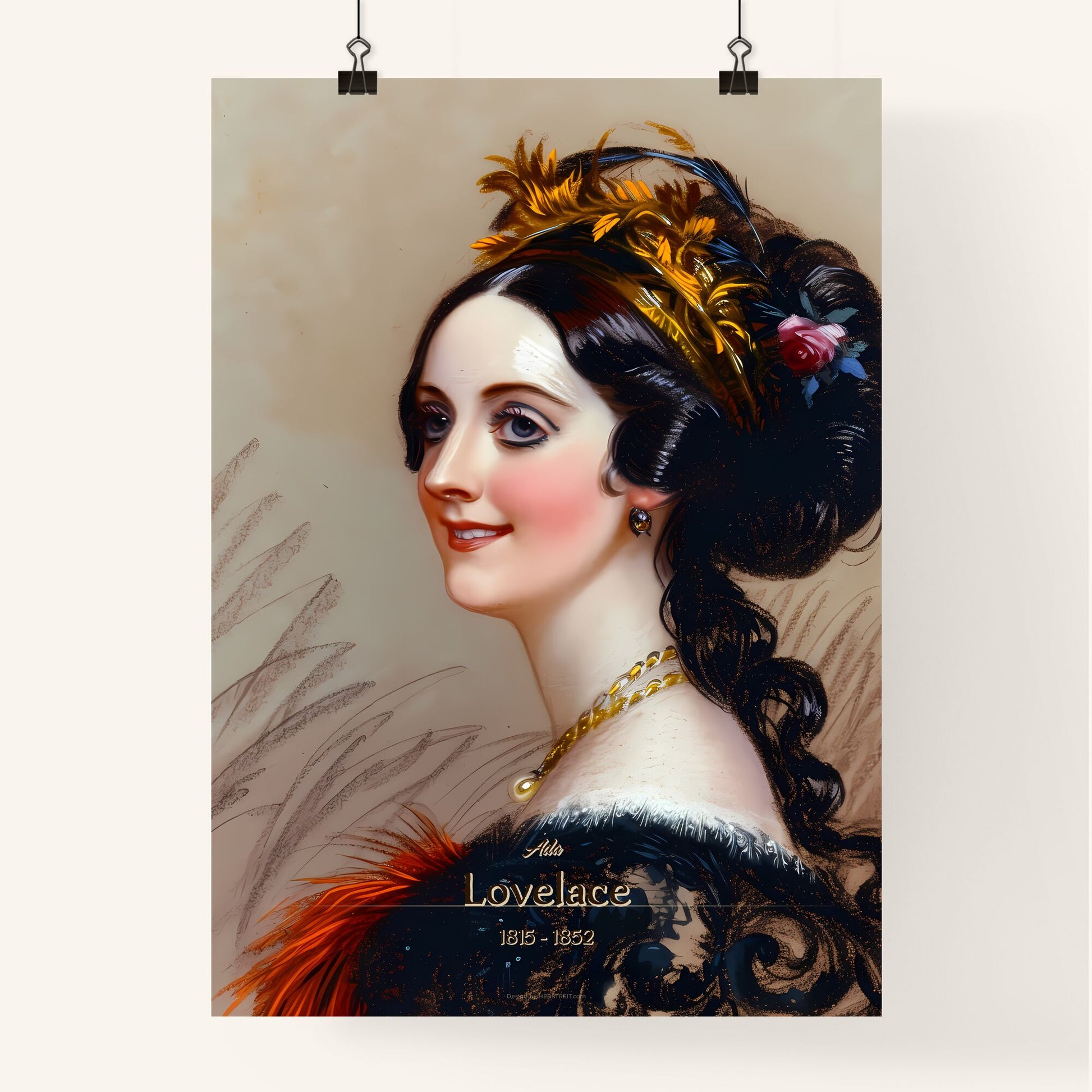 Ada, Lovelace, 1815 - 1852, A Poster of a woman with a feathered headdress Default Title