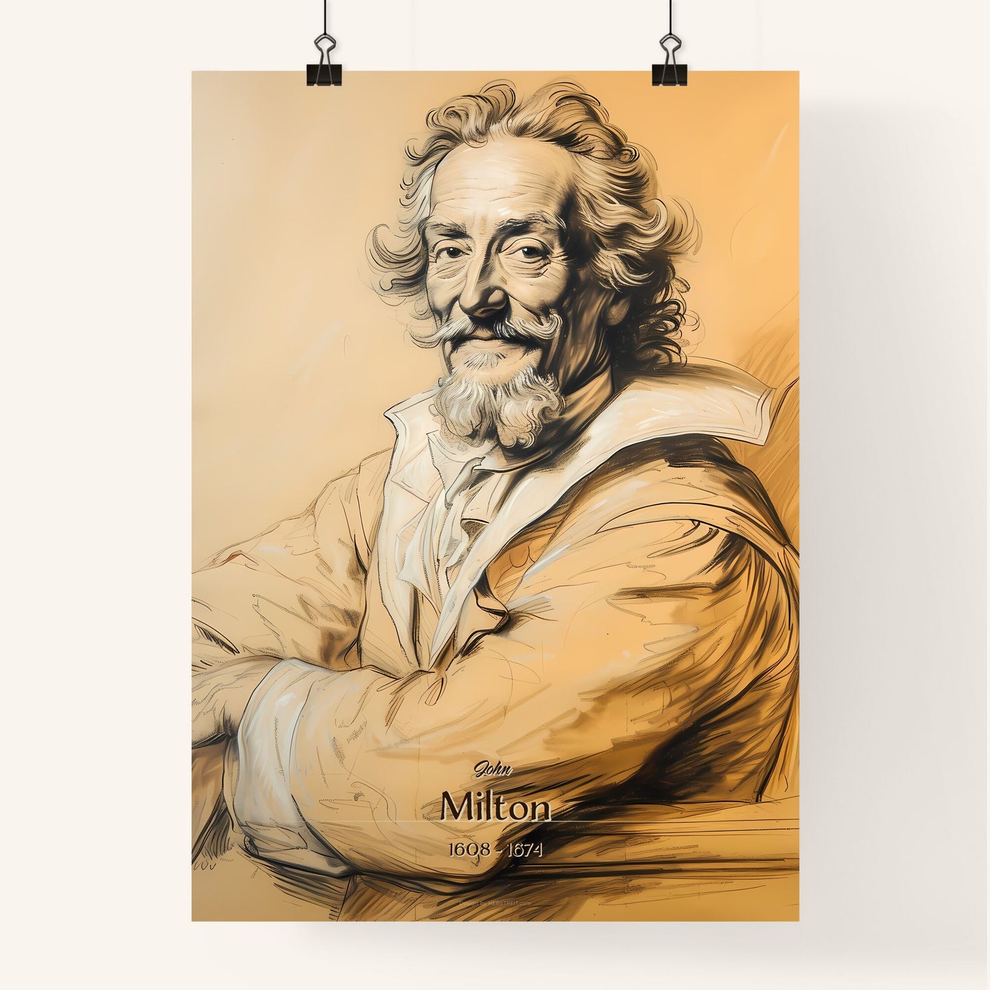 John, Milton, 1608 - 1674, A Poster of a drawing of a man with his arms crossed Default Title