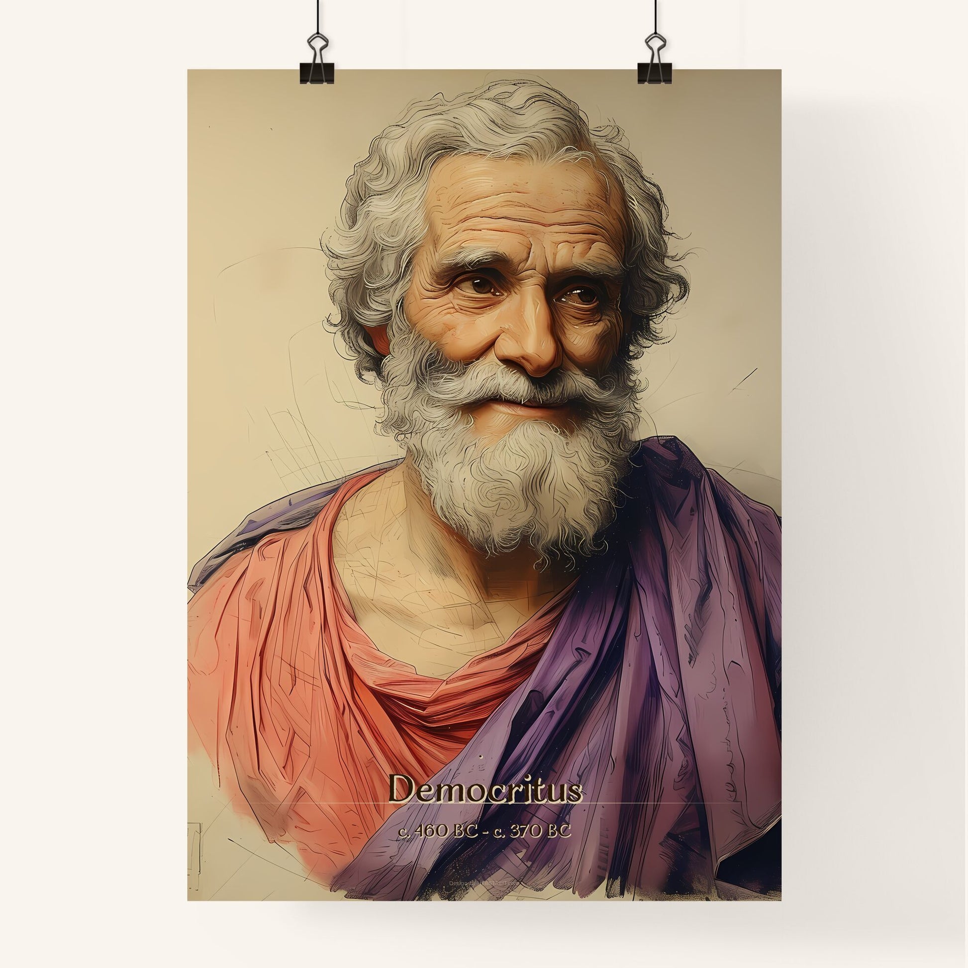 Democritus, c. 460 BC - c. 370 BC, A Poster of a man with a beard and a purple robe Default Title