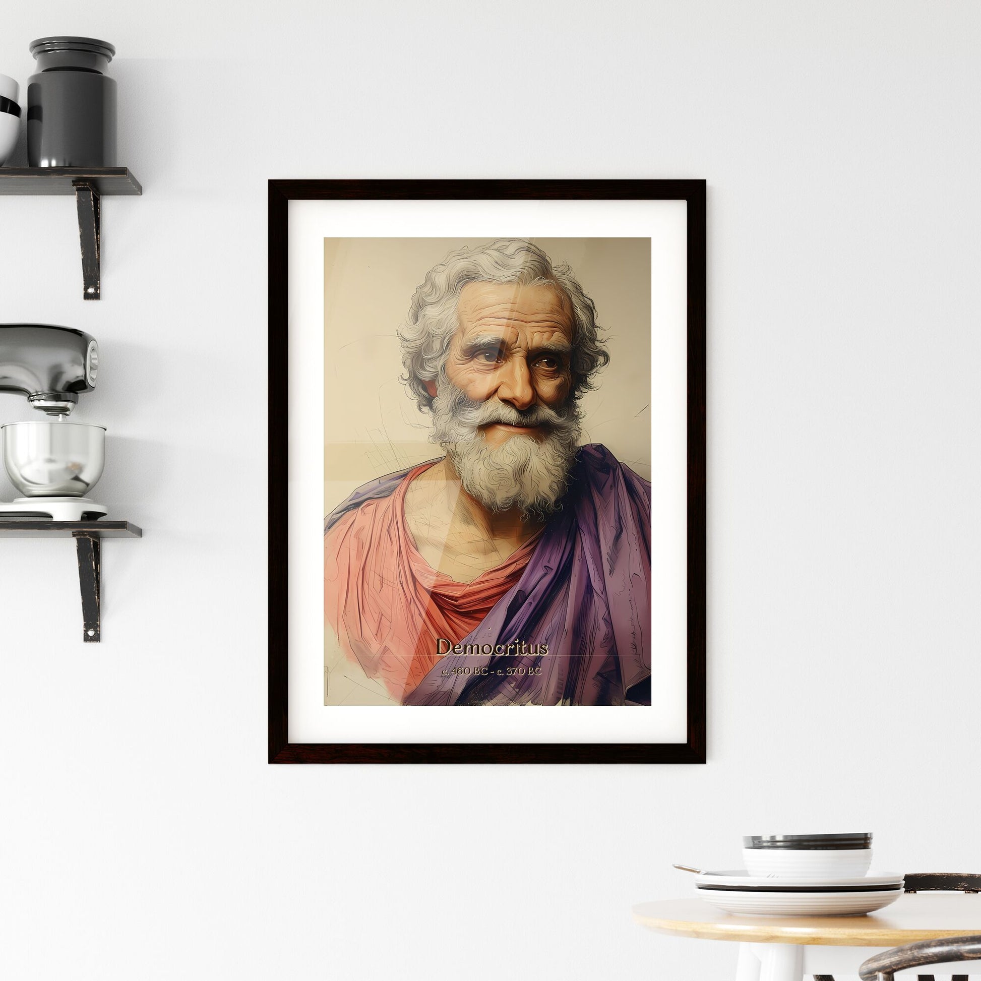 Democritus, c. 460 BC - c. 370 BC, A Poster of a man with a beard and a purple robe Default Title