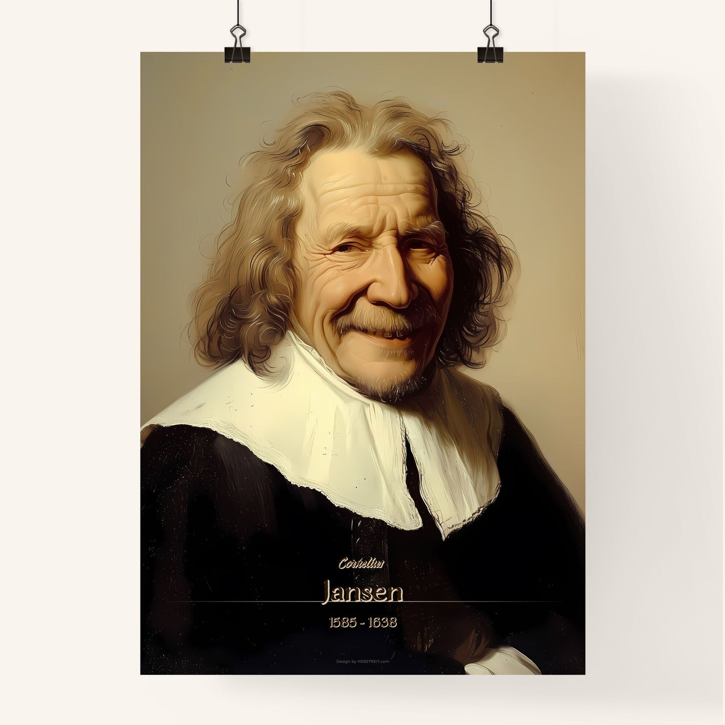 Cornelius, Jansen, 1585 - 1638, A Poster of a man with long hair and a white collar Default Title