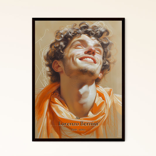 Gian, Lorenzo Bernini, 1598 - 1680, A Poster of a man with curly hair and a scarf looking up Default Title