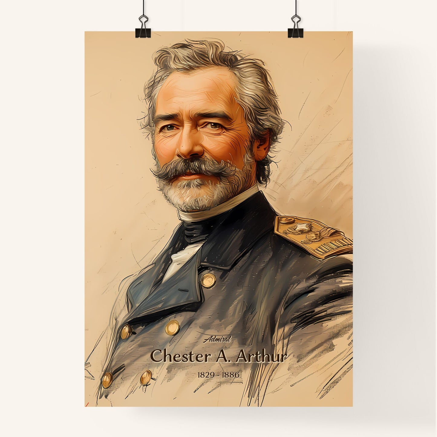 Admiral, Chester A. Arthur, 1829 - 1886, A Poster of a man in a military uniform Default Title
