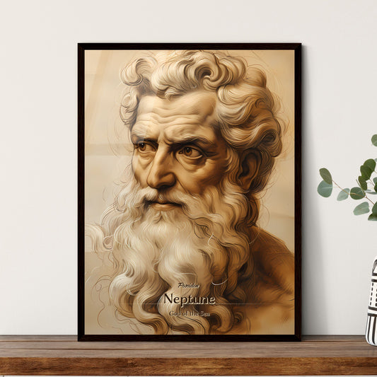 Poseidon, Neptune, God of the Sea, A Poster of a drawing of a man with a long beard Default Title